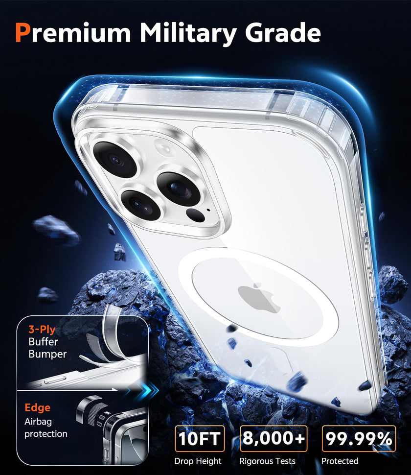 FNTCASE for iPhone 16 Pro Case: Clear Magnetic Phone Cases with Screen Protector Slim Anti Yellowing Rugged Shockproof Protective Transparent Cell Phone Cover (A-Clear Magnetic) 🍁 All In One Marketplace Canada