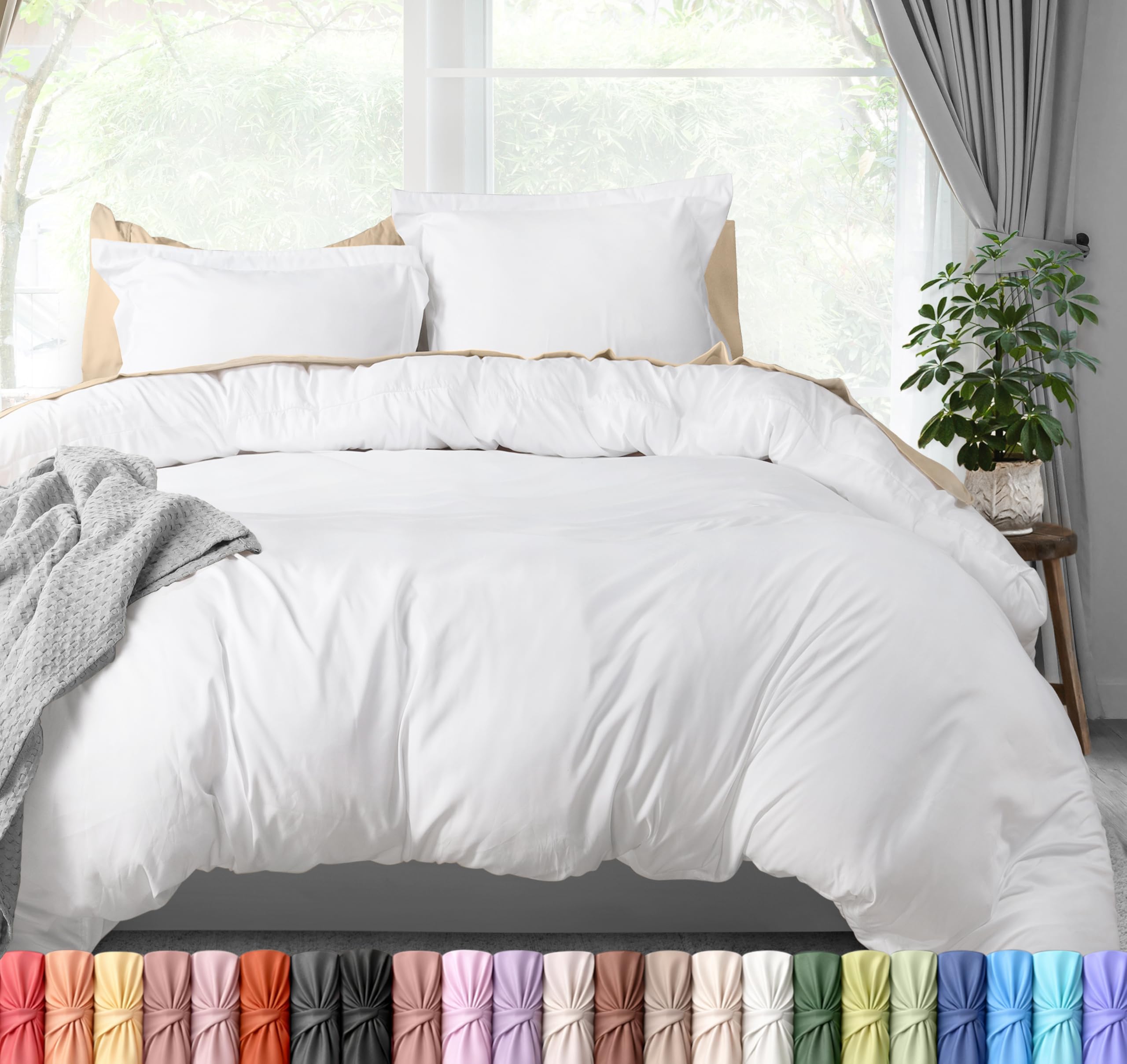 Utopia Bedding Duvet Cover Queen Size Set with Pillow Shams - Comforter Cover with Zipper Closure, 90X90 Inches & Pillow Shams 20X26 Inches (White) Comforter Not Included 🍁 All In One Marketplace Canada