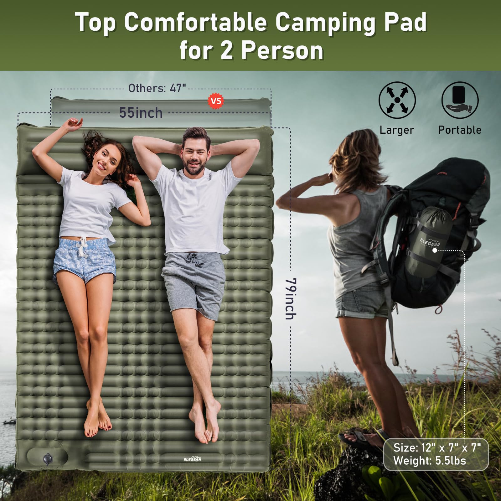 Double Camping Sleeping Pad 5.5