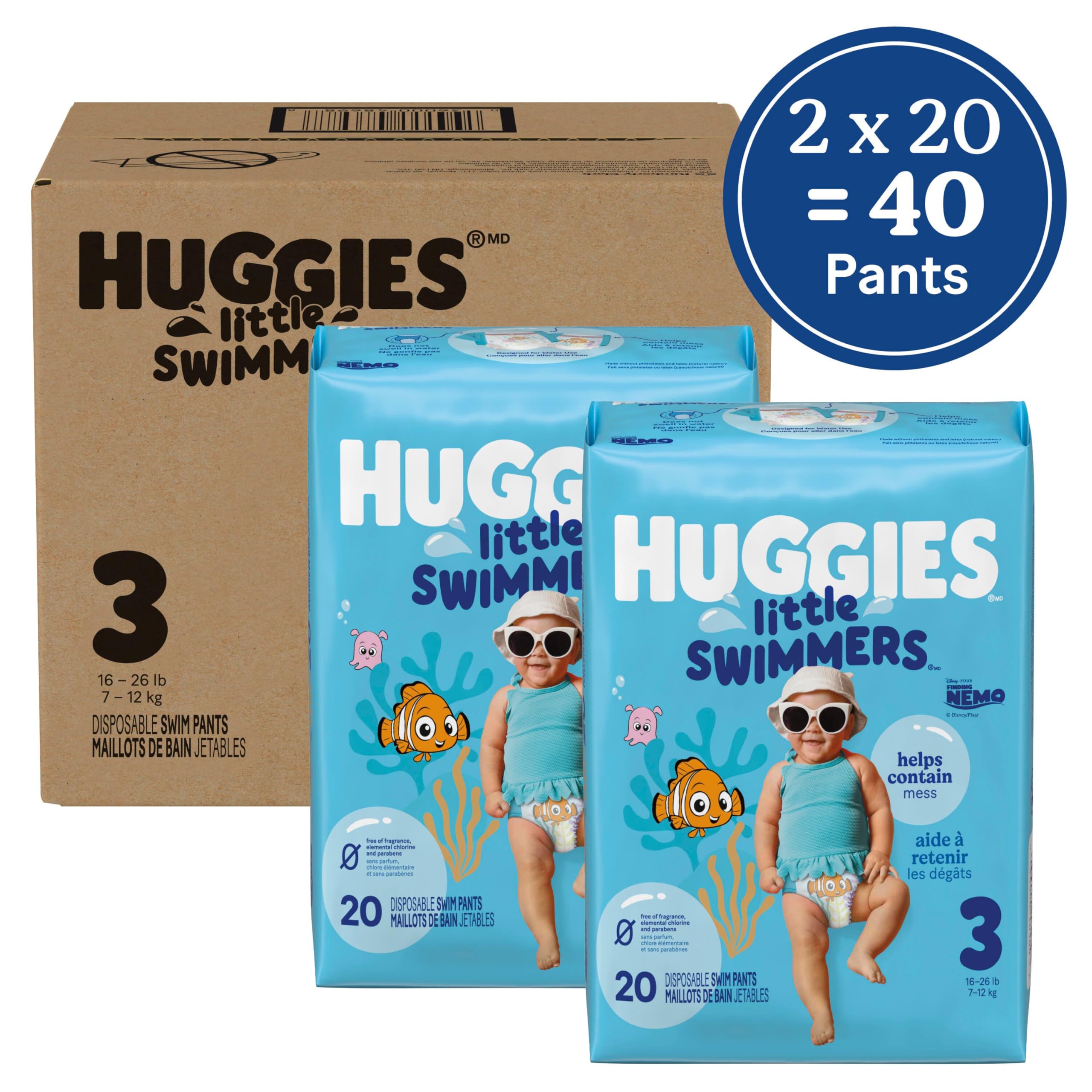 HUGGIES Disposable Swim Diapers - Size 3 Small, Huggies Little Swimmers, 40 ct 🍁 All In One Marketplace Canada