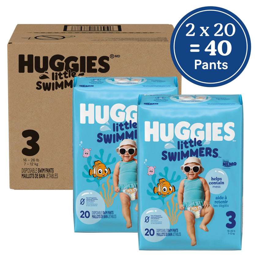 HUGGIES Disposable Swim Diapers - Size 3 Small, Huggies Little Swimmers, 40 ct 🍁 All In One Marketplace Canada