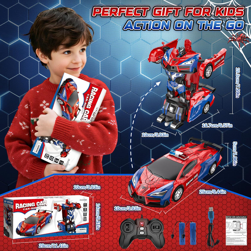 Spider Transform Remote Control Cars for Kids - 2.4GHz RC Police Car for 3 4 5 6 7 8 Year Old Boys, 1:18 Scale Robot Toy Car with One-Key Transformation & 360° Rotation, Kids Christmas Birthday Gifts 🍁 All In One Marketplace Canada