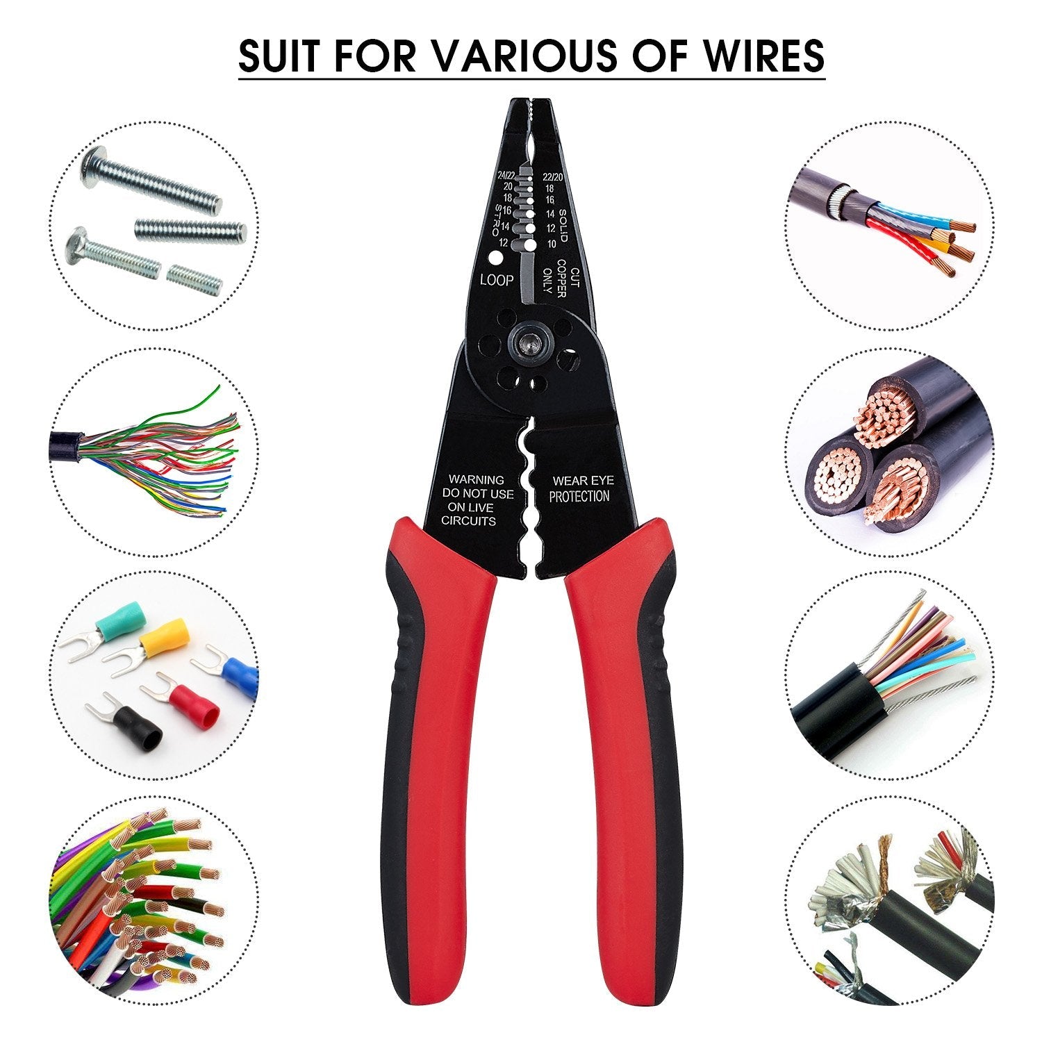 WGGE WG-015 Professional 8-inch Wire Stripper/Wire Crimping Tool, Wire Cutter, Wire Crimper, Cable Stripper, Wiring Tools and Multi-Function Hand Tool(ONLY Sold by W&G Global Electronics INC) 🍁 All In One Marketplace Canada
