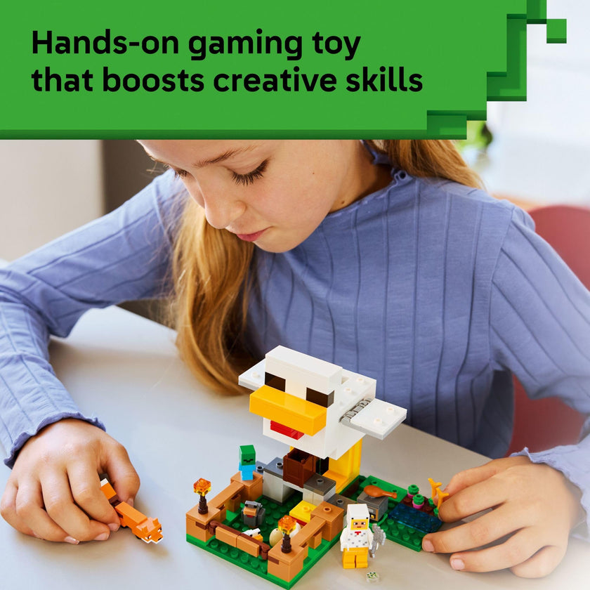 LEGO Minecraft Chicken Farm Building & Pretend Play Toy for Boys & Girls - Video Game Playset & Toy Figures for Kids, Ages 7+ - W/Chicken Fan Minifigure - Gift Idea for Birthdays - 21585 🍁 All In One Marketplace Canada