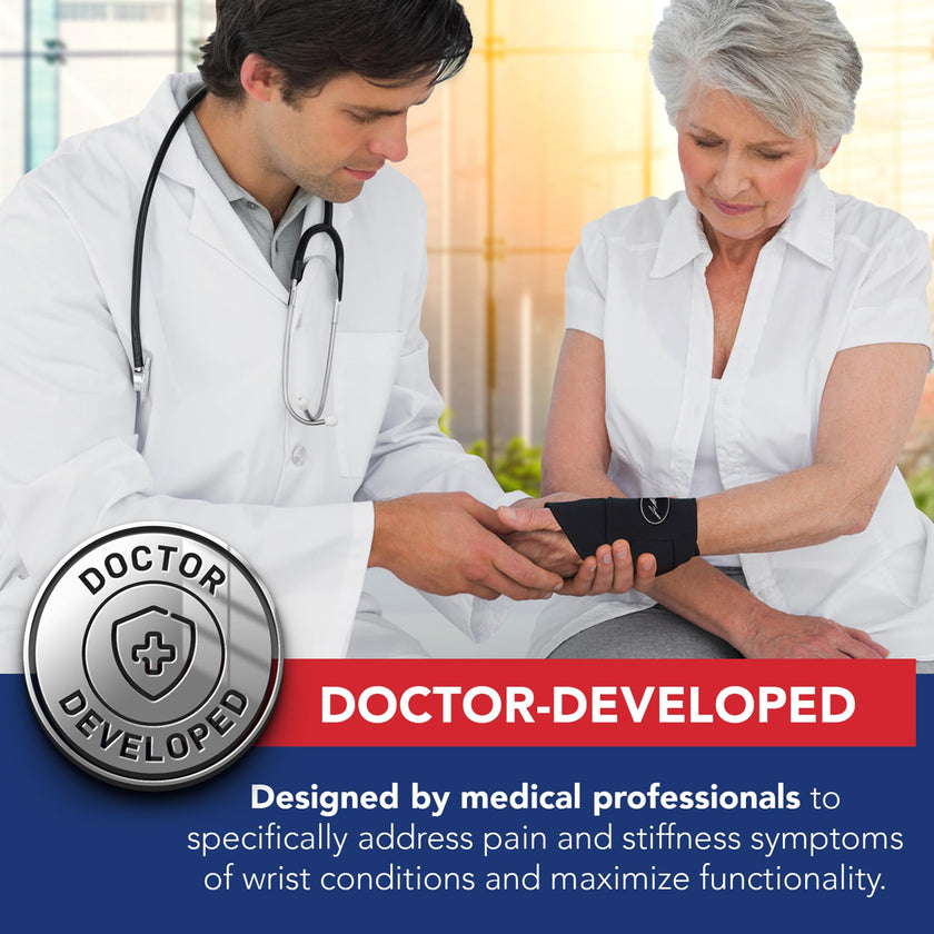 Doctor Developed Premium Copper Lined Wrist Support/Wrist Brace/Hand Support/Strap [single] & Doctor Handbook— Relieve Wrist Injuries, Arthritis, Sprains (Wrist Brace - Medium) 🍁 All In One Marketplace Canada