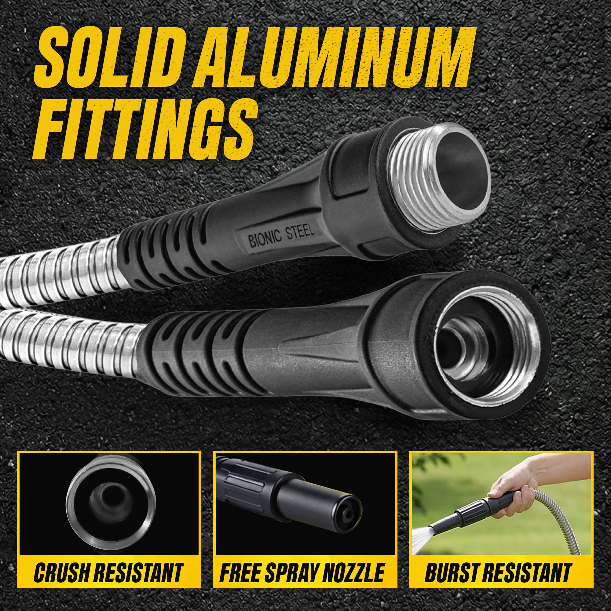 Bionic Steel Metal Garden Hose 50ft, Rust Proof 304 Stainless Steel Water Hose with Aluminum Fittings, Flexible & Heavy Duty Hose, Lightweight, Kink Free & Easy Coil Outdoor Hose - 2026 Model 🍁 All In One Marketplace Canada