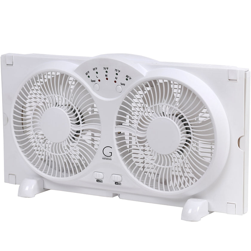 Genesis Twin Fan High Velocity Reversible AirFlow Fan, LED Indicator Lights Adjustable Thermostat & Max Cool Technology, ETL Certified, White (A1WINDOWFAN) 🍁 All In One Marketplace Canada