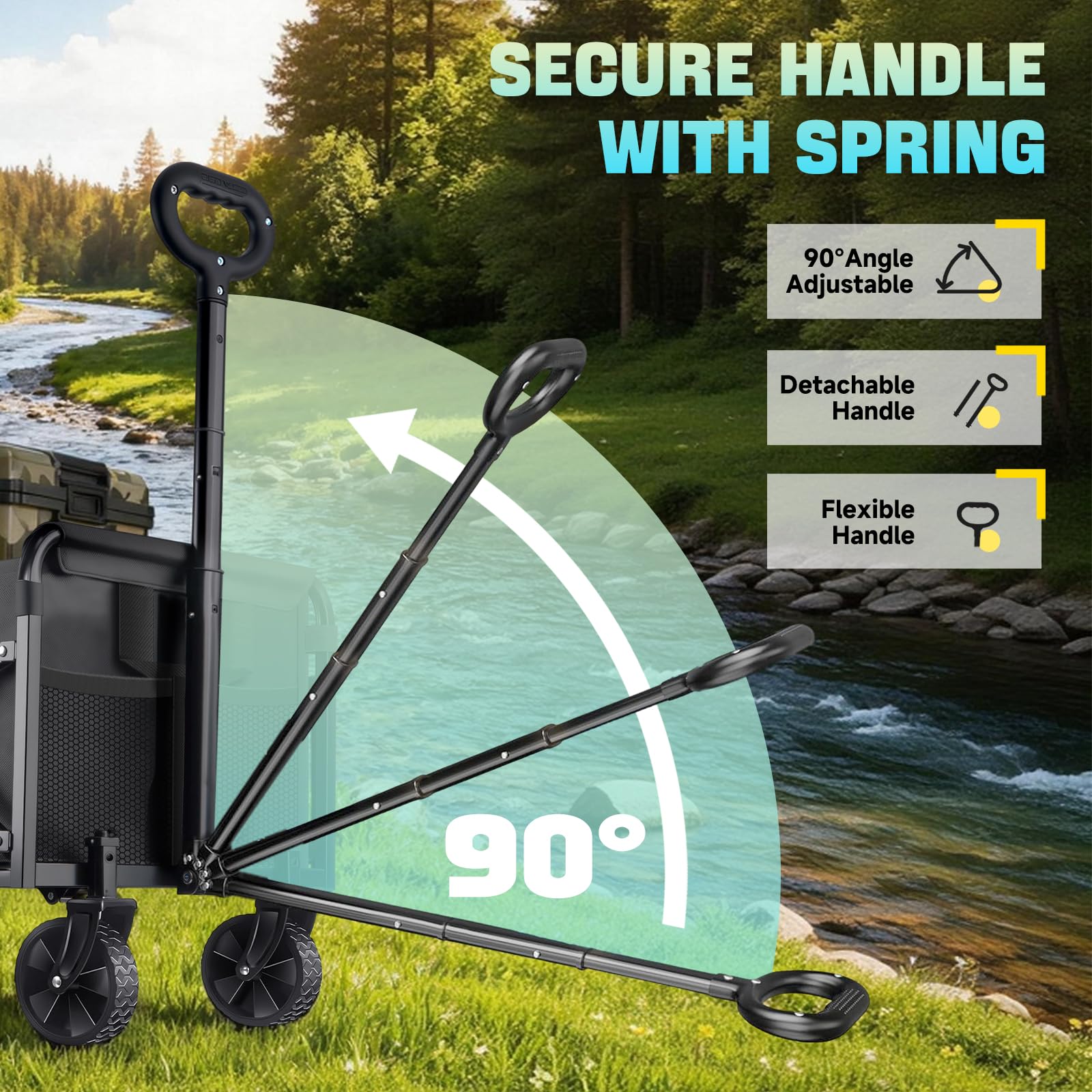 Collapsible Wagon Cart with Wheels Foldable - Lightweight 280LBS Heavy Duty Folding Utility Portable Beach Wagon with All-Terrain Wheels for Groceries Shopping Garden Sports Camping 🍁 All In One Marketplace Canada