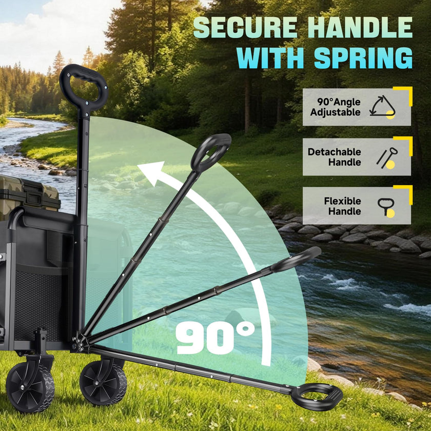 Collapsible Wagon Cart with Wheels Foldable - Lightweight 280LBS Heavy Duty Folding Utility Portable Beach Wagon with All-Terrain Wheels for Groceries Shopping Garden Sports Camping 🍁 All In One Marketplace Canada