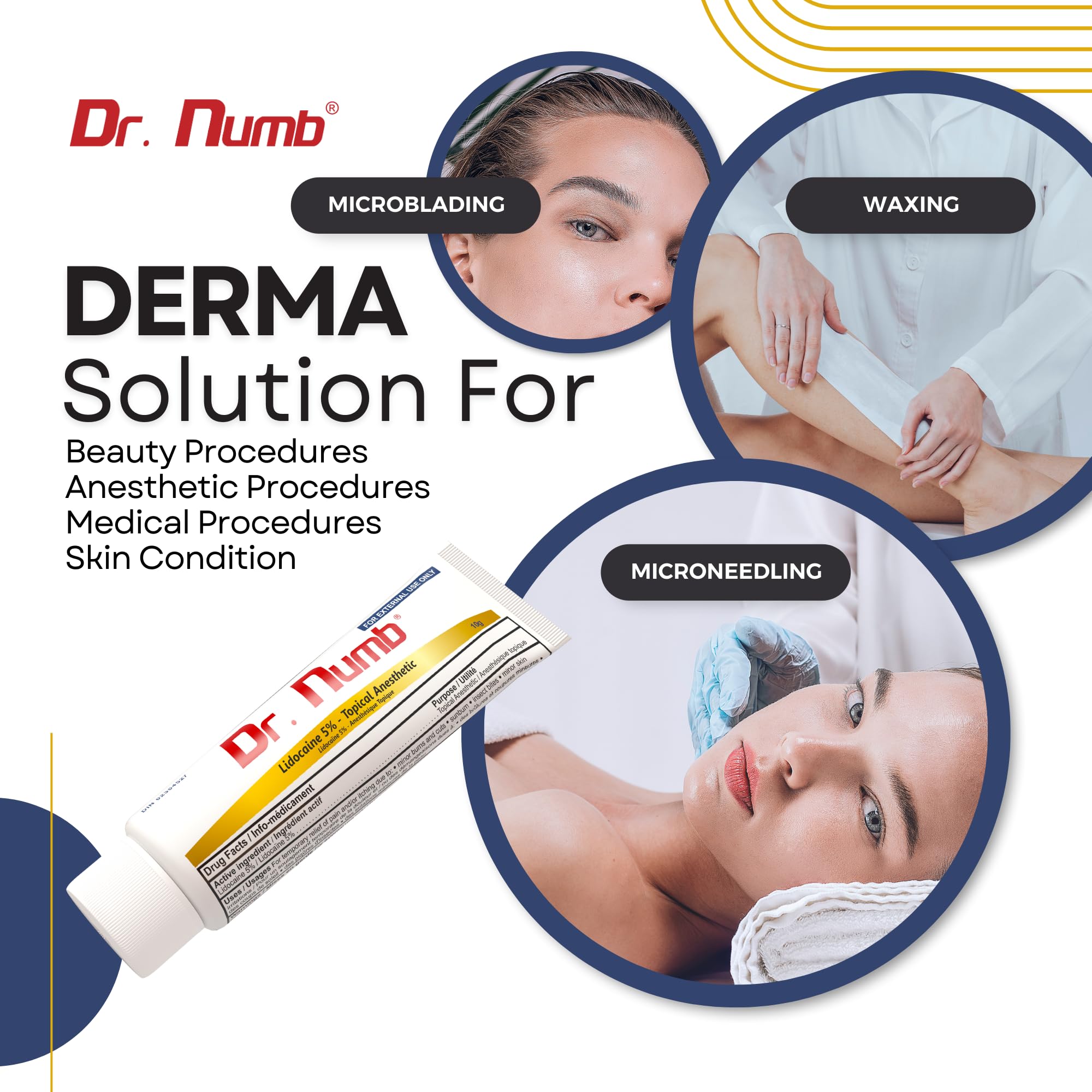 Dr. Numb Tattoo Numbing Cream 5% Lidocaine Topical Anesthetic Fast-Acting Pain Relief Cream for Tattoos, Piercing, Microblading, Microneedling, Waxing - Hemorrhoid Relief - 10 g 🍁 All In One Marketplace Canada
