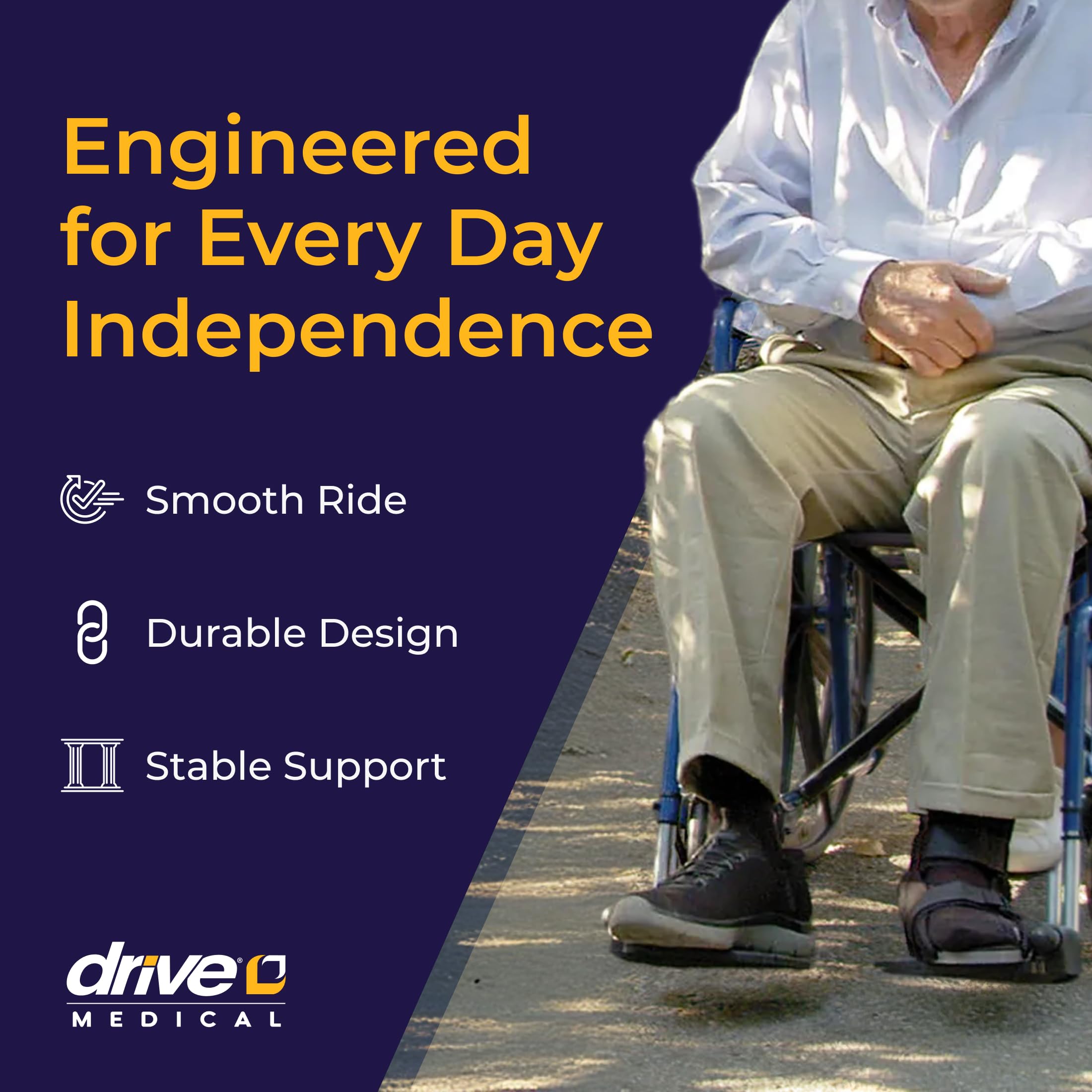 Drive Medical Single Axle Blue Streak Wheelchair, Flip Back Desk Arm, Swing Away Footrests, 18