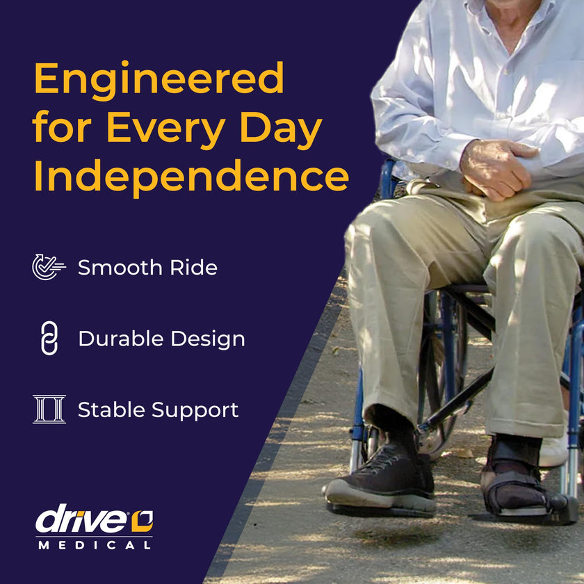 Drive Medical Single Axle Blue Streak Wheelchair, Flip Back Desk Arm, Swing Away Footrests, 18