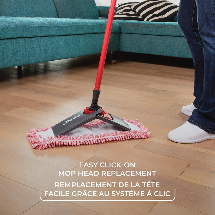 Vileda Pet Pro Microfiber Hair & Dust Mop | Flat dust mop | Three times more pet hair removal | Extra large trapezoid mop head | 100% Microfiber | Multi surface dry usage | Reusable & machine washable 🍁 All In One Marketplace Canada
