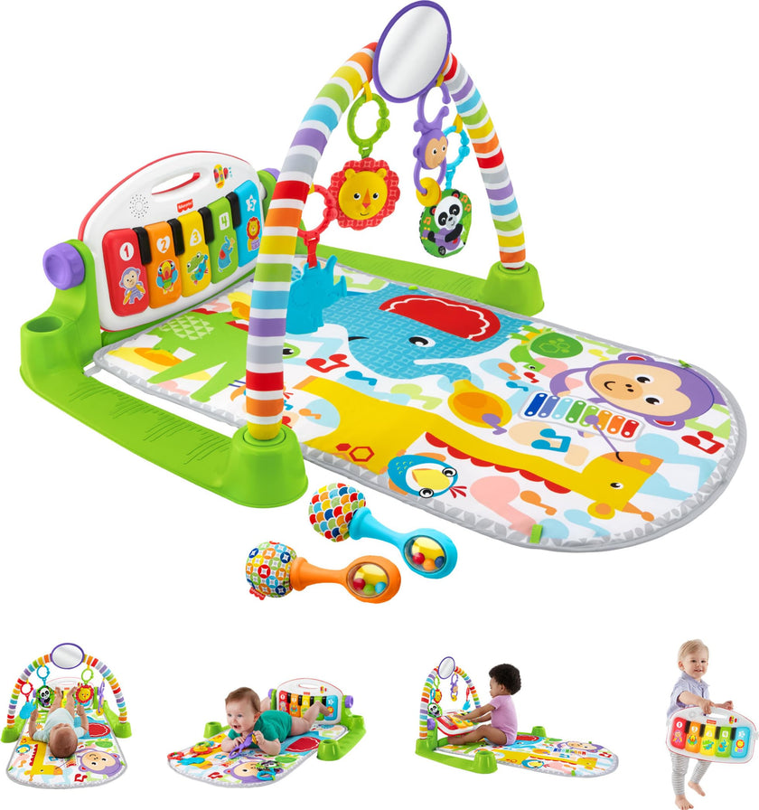Fisher-Price Baby Playmat Deluxe Kick & Play Piano Gym Learning Toy & 2 Maracas Soft Rattles for Newborn to Toddlers Ages 0+ Months 🍁 All In One Marketplace Canada