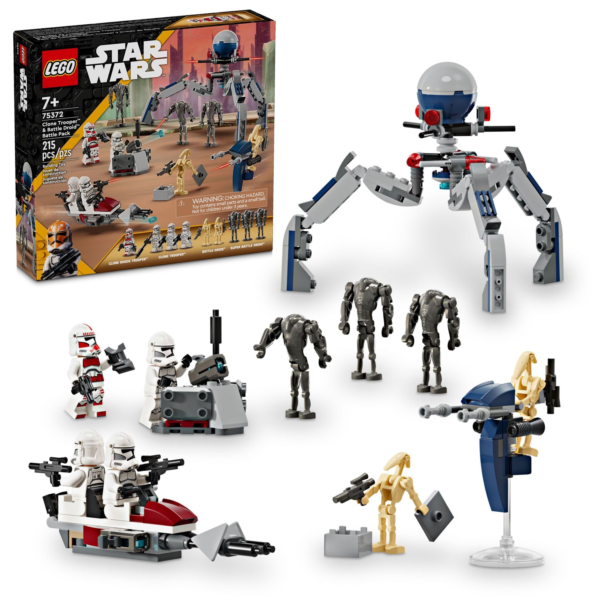 LEGO Star Wars Clone Trooper & Battle Droid Battle Pack Set for Kids, Buildable Toy Speeder Bike Vehicle, Tri-Droid and Defensive Post, Collectible, Gift for Boys and Girls Aged 7 and Up, 75372 🍁 All In One Marketplace Canada