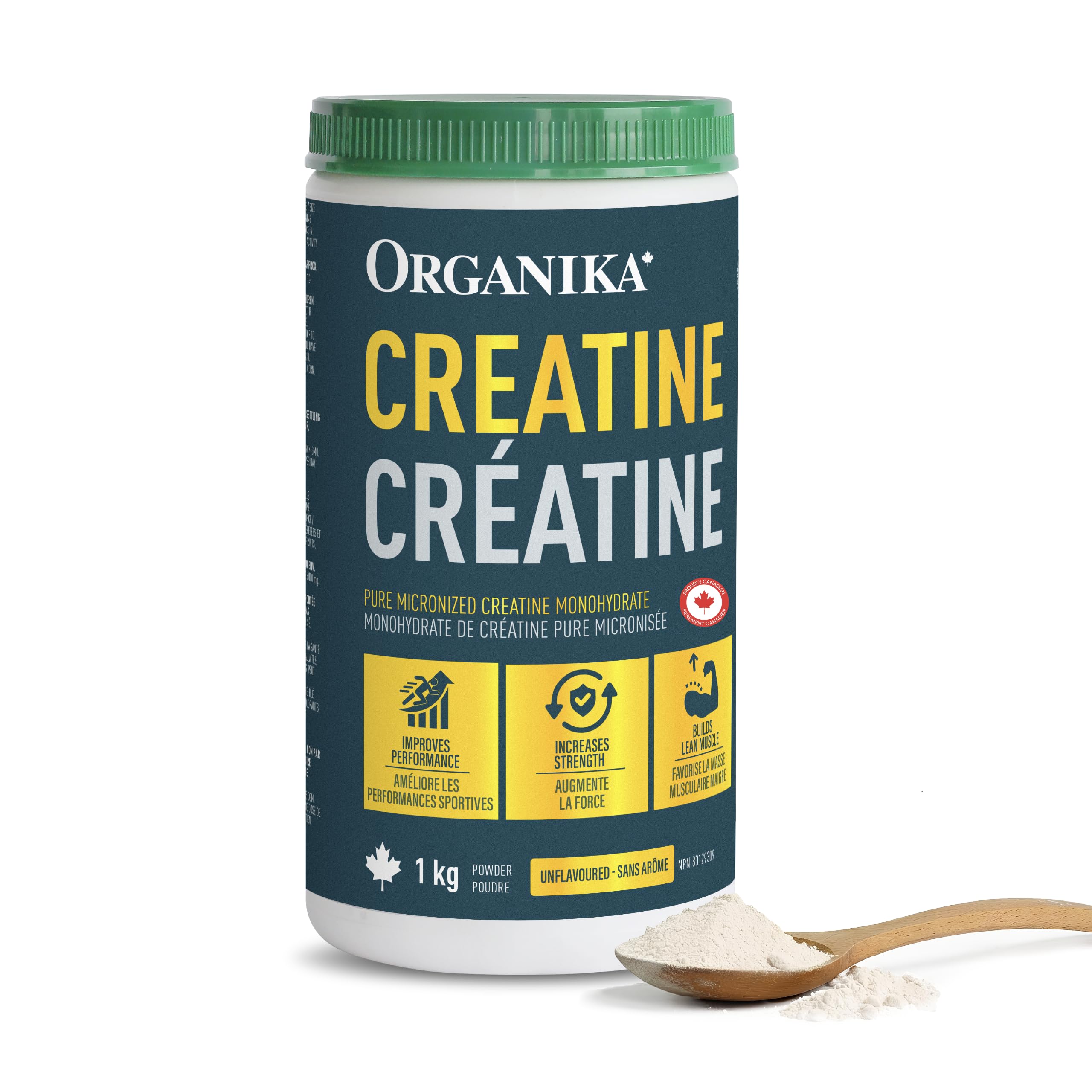 Organika Canadian-Made Creatine Powder - Pure Micronized Creatine Monohydrate - NSF Certified - Supports Strength, Muscle, Recovery and Performance for Men and Women - Unflavoured - 1KG, 200 servings 🍁 All In One Marketplace Canada