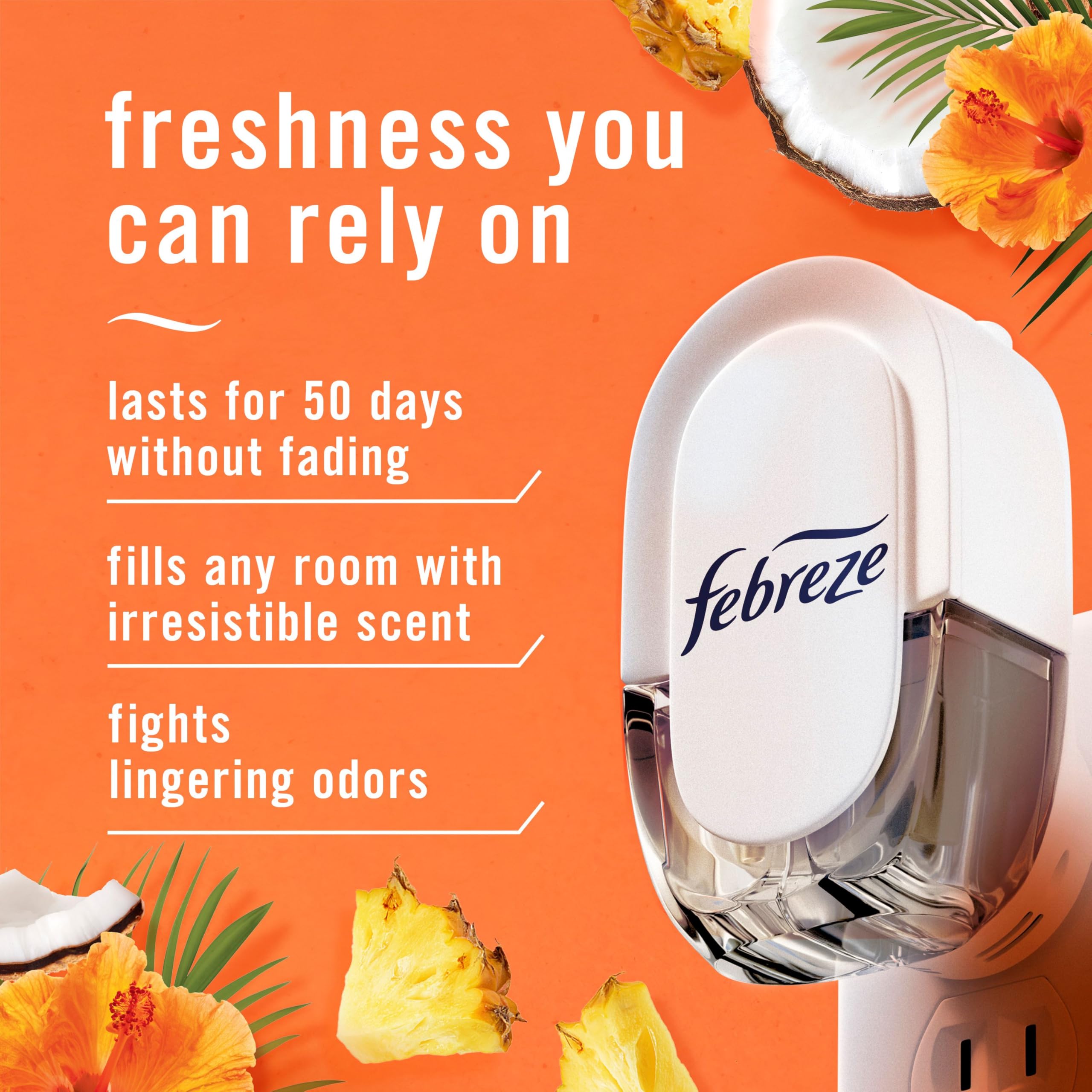 Febreze Plug In Air Freshener, Odor-Fighting Scented Oil Refill, Air Fresheners for Home and Bathroom and Kitchen, Long Lasting for Strong Odors, Hawaiian Aloha Scent, 0.87oz Refills, 4 Count 🍁 All In One Marketplace Canada