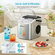EUHOMY Countertop Ice Maker Machine with Handle, 26lbs Per Day, 9 Ice Cubes Ready in 6 Mins, Auto-Cleaning Portable Ice Maker with Basket and Scoop, for Home/Kitchen/Camping/RV (Silver) 🍁 All In One Marketplace Canada
