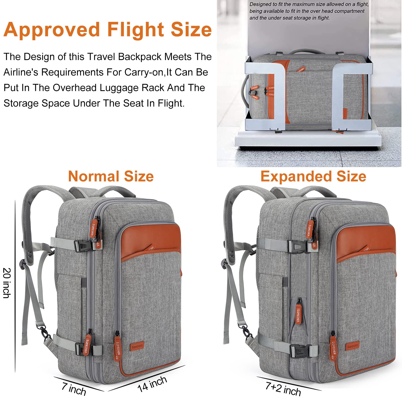Carry on Backpack, Extra Large 40L Flight Approved Travel Backpack for Men & Women,Expandable Large Suitcase Backpacks With 4 Packing Cubes,Water Resistant Luggage Daypack Business Weekender Bag,Grey 🍁 All In One Marketplace Canada