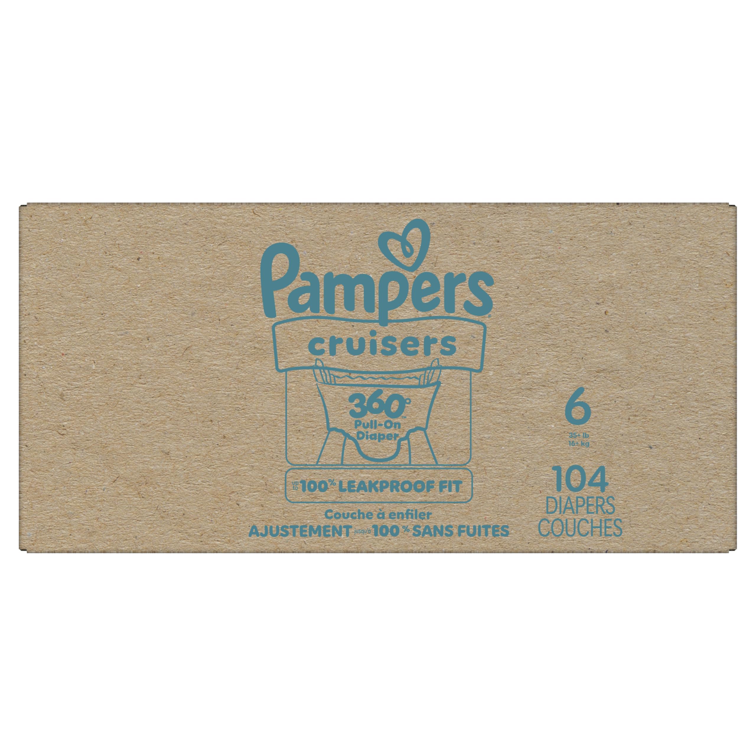 Pampers Diapers - Cruisers 360 degrees - Size 6, up to 100% Leakproof Fit, Designed for Active Babies, Pull On Diaper, EZ Off Tabs Designed for Easy Changes, 1 Pack (Count of 104) 🍁 All In One Marketplace Canada