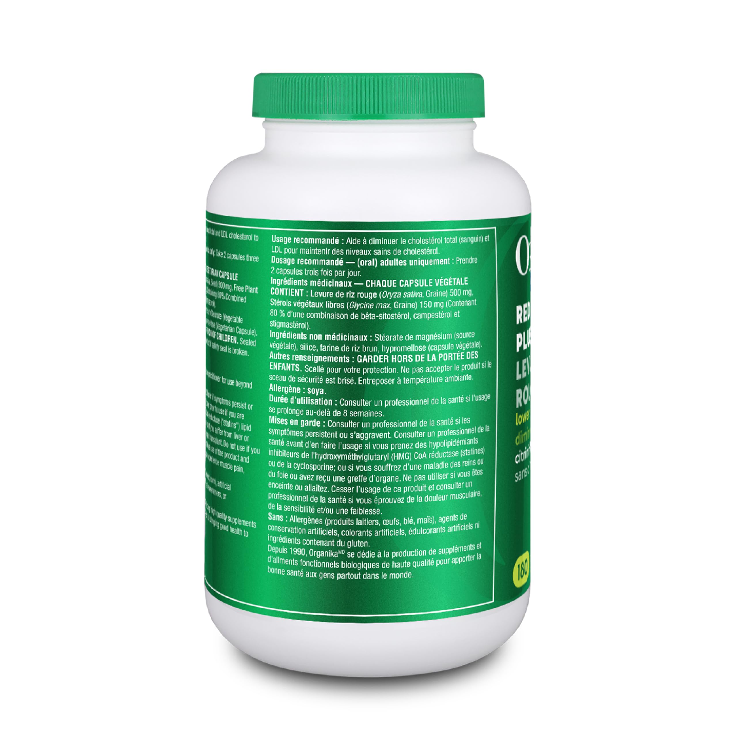 Organika Canadian-Made Red Yeast Rice Plus- Plant Sterols, Cholesterol Support- 180vcaps 🍁 All In One Marketplace Canada
