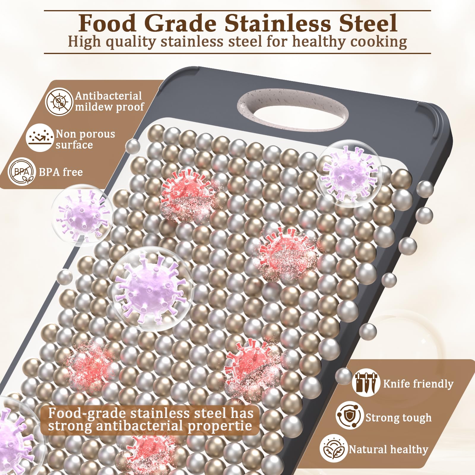 GUANCI Cutting Board for Kitchen Double Sided 304 Stainless Steel Chopping Board Food-Grade Stainless Steel and Wheat Straw PP Large Size 16”×11” Easy to Clean 🍁 All In One Marketplace Canada