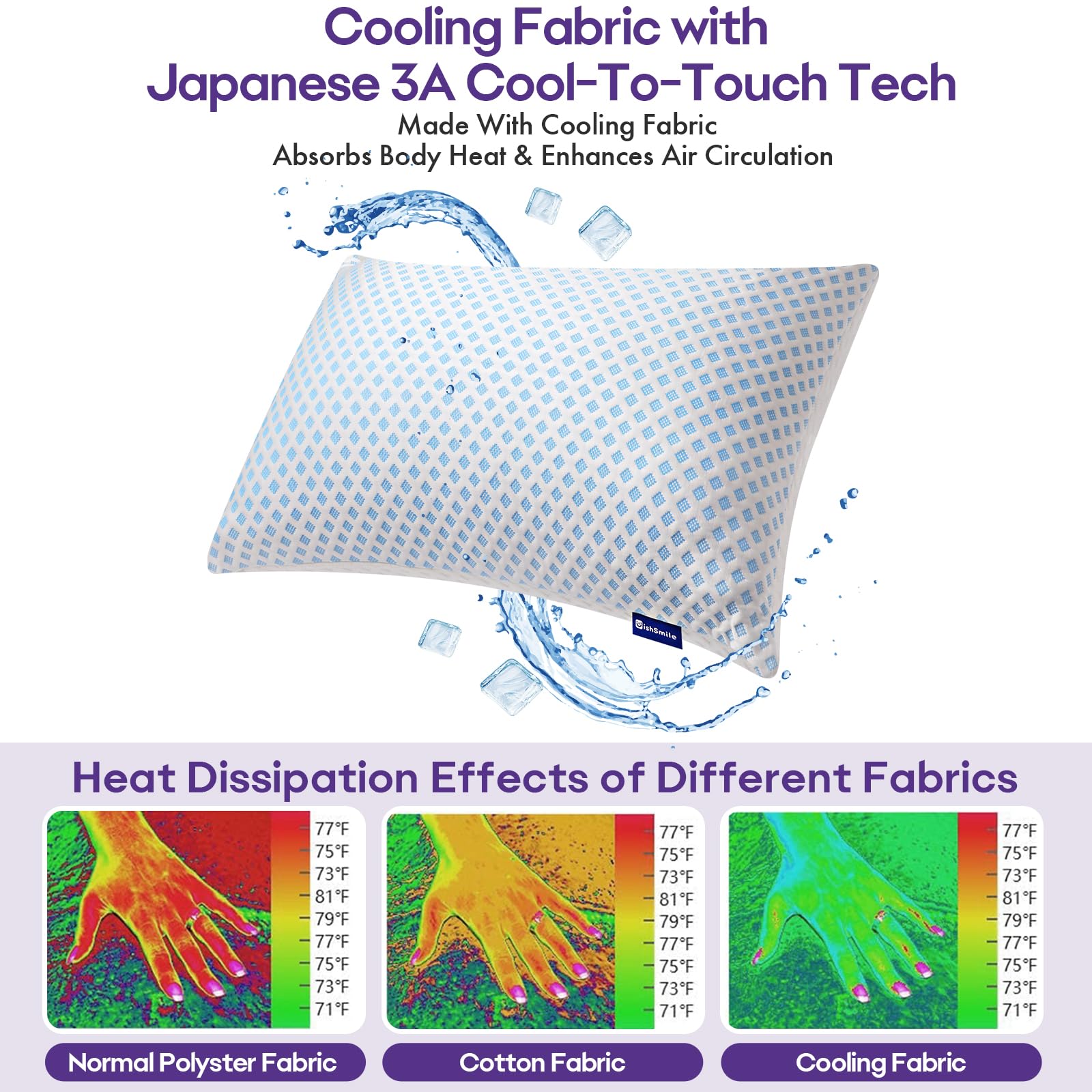 Cooling Memory Foam Pillows Queen Size 2 Pack, Adjustable Shredded Foams, Soft Firm Bed Pillow for Sleeping with Hypoallergenic Zipper Pillow Cover for Side, Back Sleepers, 20x30In 🍁 All In One Marketplace Canada