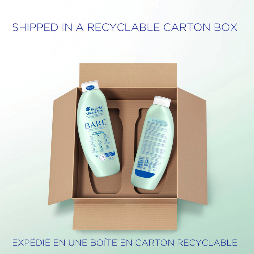 Head & Shoulders Anti-Dandruff Shampoo, Bare Pure Clean, 1% Pyrithione Zinc, Oily Scalp Relief, Free of Sulfates, Silicones, Dyes, Dermatologically Accredited by Skin Health Alliance (2x 400mL) 🍁 All In One Marketplace Canada