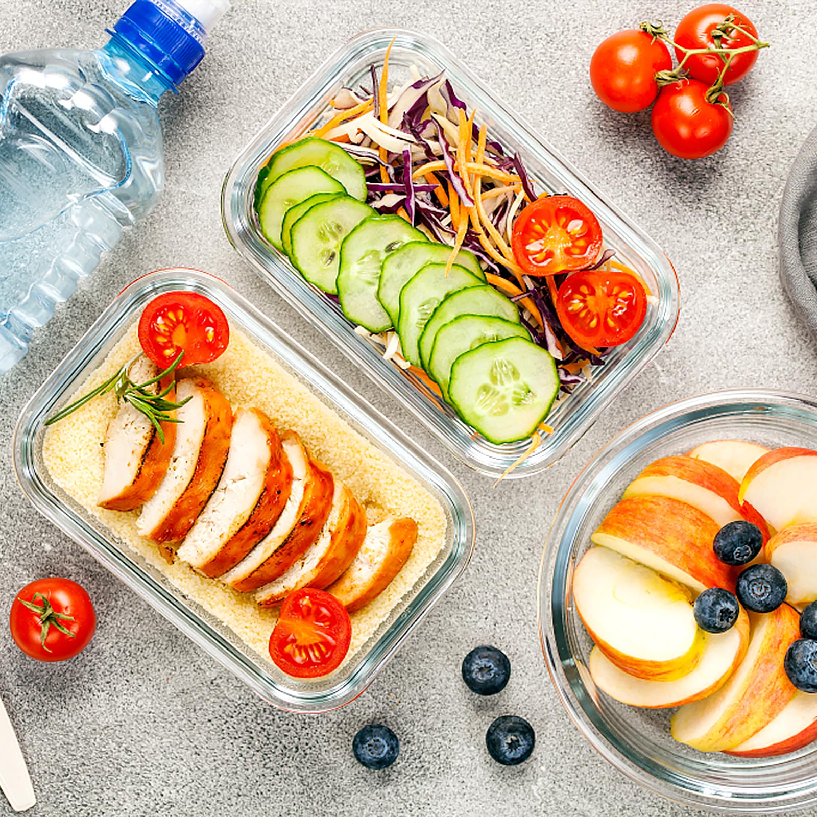 VERONES 10 Pack Glass Meal Prep Containers, Airtight & Stackable Glass Food Storage Containers Set with Lids,Exclusive of BPA,for Microwave, Oven, Freezer & Dishwasher,Grey 🍁 All In One Marketplace Canada