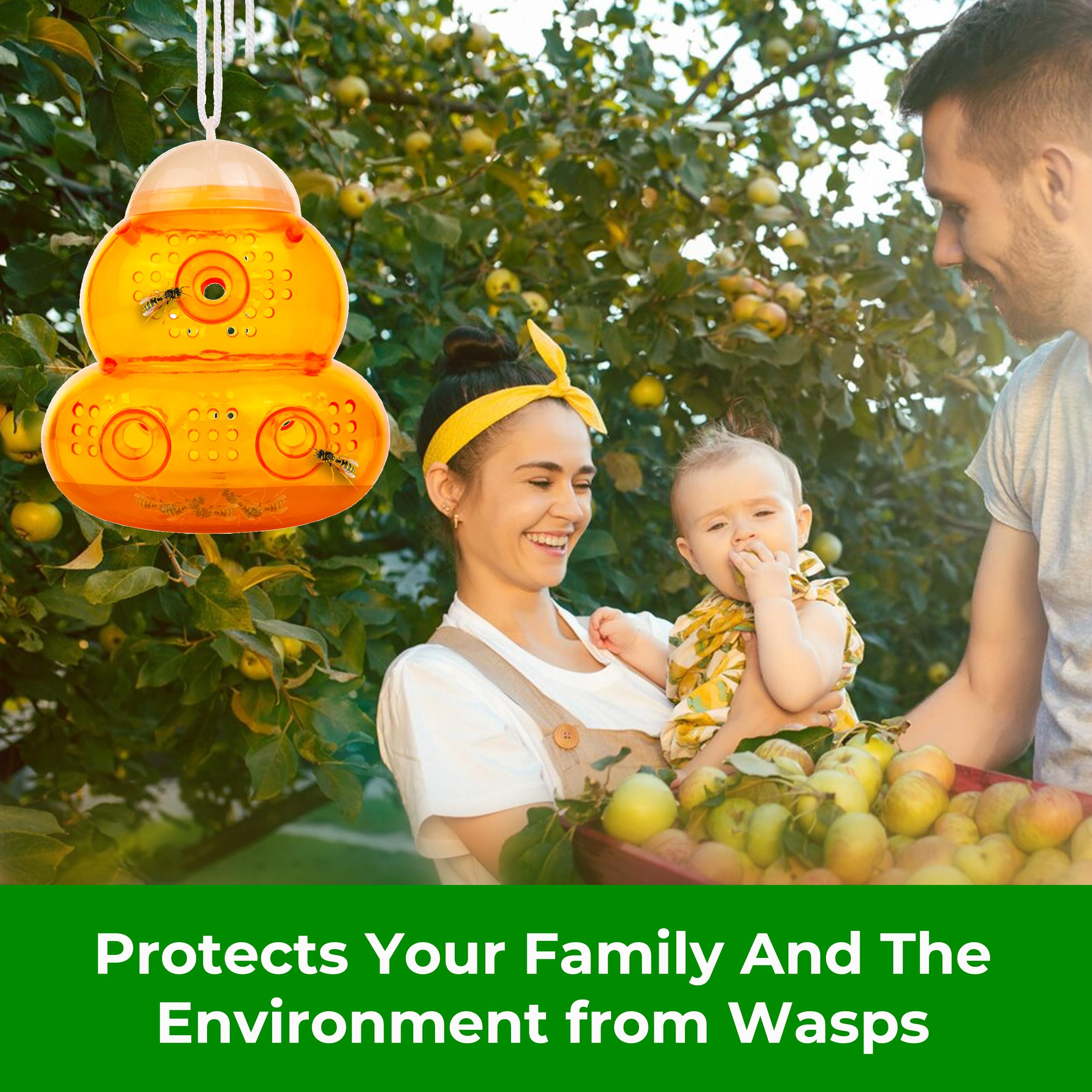 Aspectek Yellow Wasp Trap, 2 Pack, Outdoor Hanging Hornet, Yellow Jacket and Fly Catcher for Yard and Patio, Reusable, Easy Fill, Leak-Proof, Protect Garden, Patio, BBQ, Apple, Pear Trees, Berries 🍁 All In One Marketplace Canada