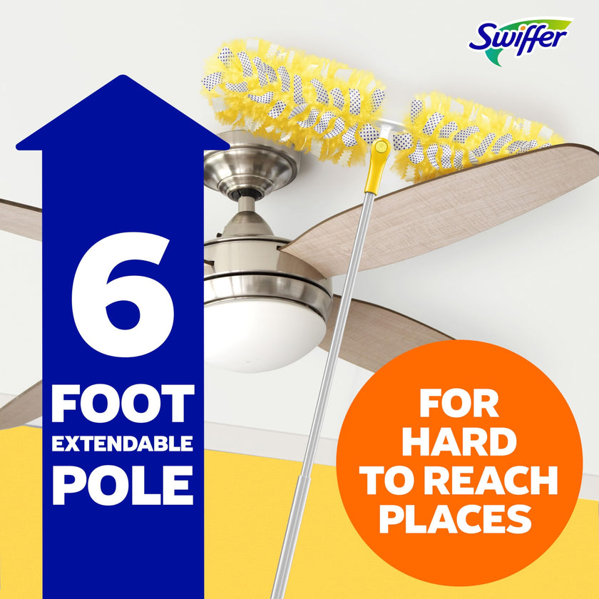 Swiffer Duster Kit with 1.8 m Extendable Handle, Heavy Duty Dusting Starter Kit with 4 Refills, for Ceiling Fans, Vents and Hard to Reach Places 🍁 All In One Marketplace Canada