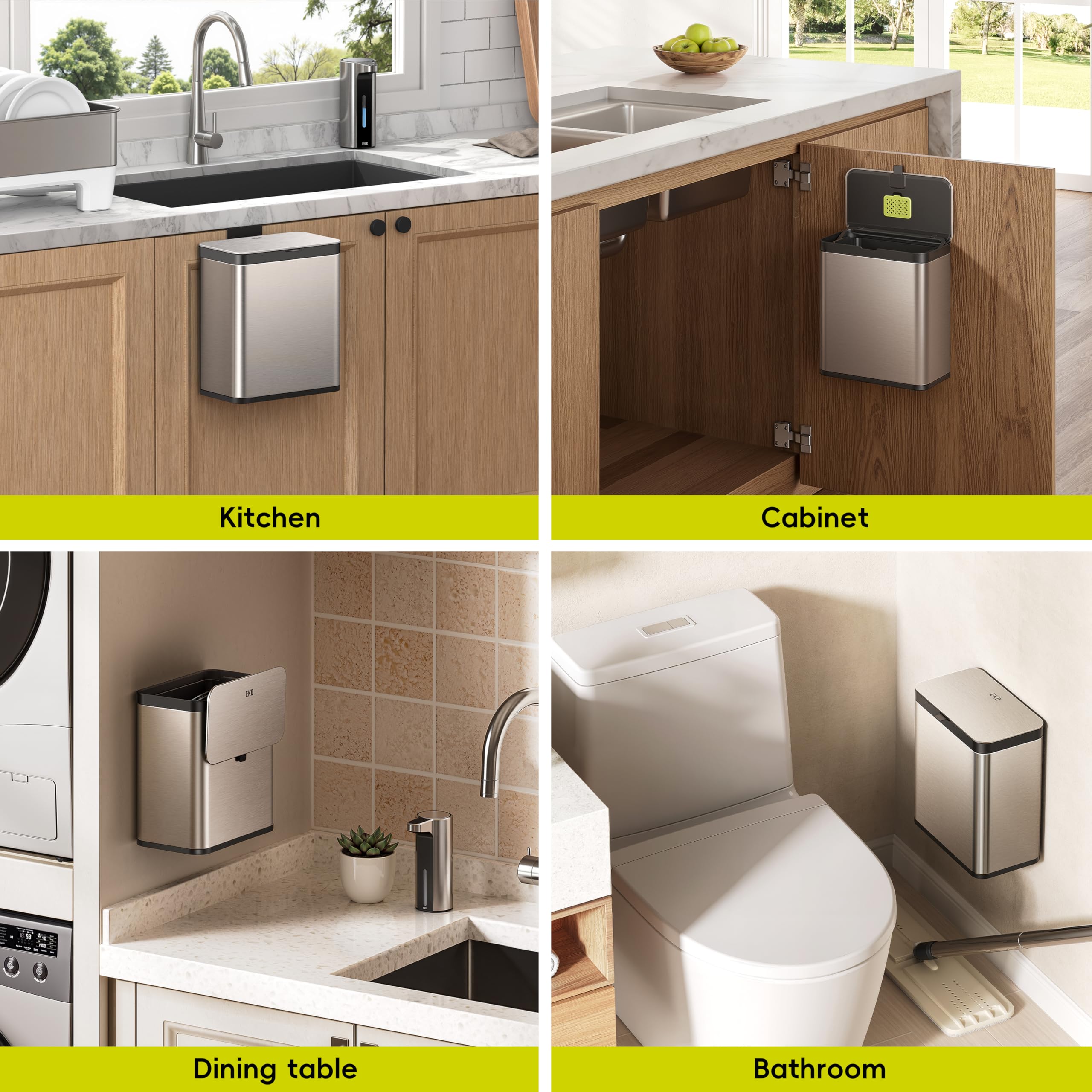 EKO Kitchen Compost Bin, 7L / 1.85 Gal Stainless Steel with Removable Inner Bucket and Deodorizer Compartment, 2-in-1 Countertop Compost Bin with Lid, Food Waste Caddy for Kitchen (MMT & Black Finish) 🍁 All In One Marketplace Canada