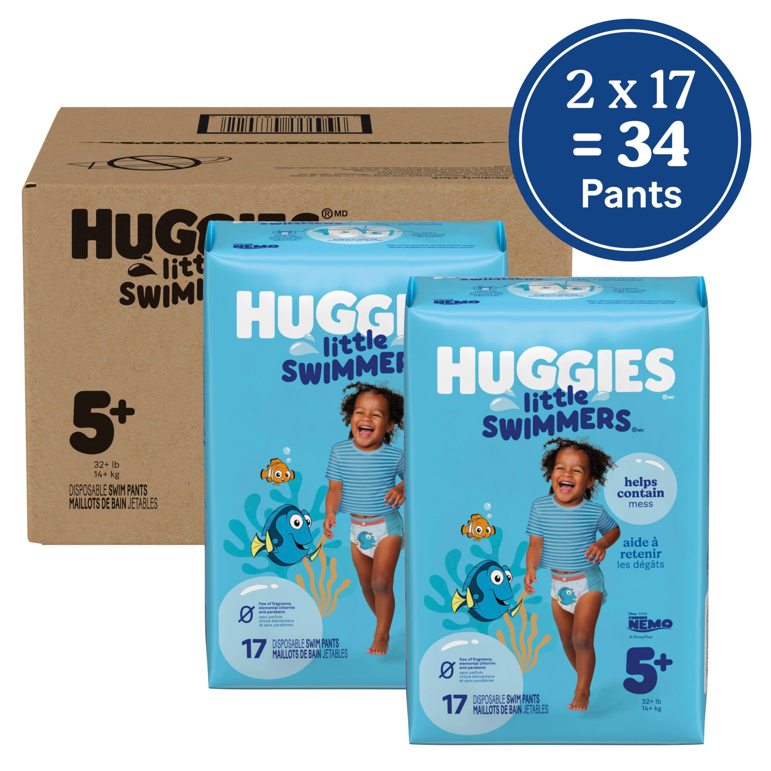HUGGIES Disposable Swim Diapers - Size 5-6 Large, Huggies Little Swimmers, 34 ct 🍁 All In One Marketplace Canada