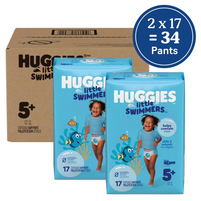 HUGGIES Disposable Swim Diapers - Size 5-6 Large, Huggies Little Swimmers, 34 ct 🍁 All In One Marketplace Canada