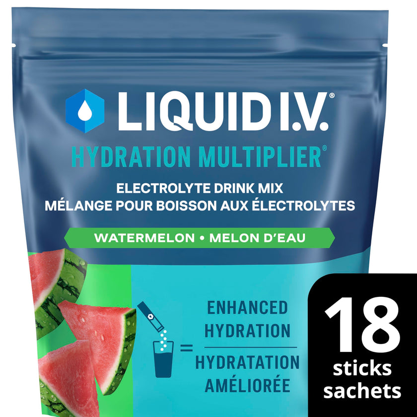Liquid I.V. Hydration Multiplier Electrolyte Drink Mix - Enhanced Hydration Electrolyte Powder with Vitamins B3, B5, B6, B12 and C -18x On-the-go Sticks for Workout and Travel - Watermelon 🍁 All In One Marketplace Canada