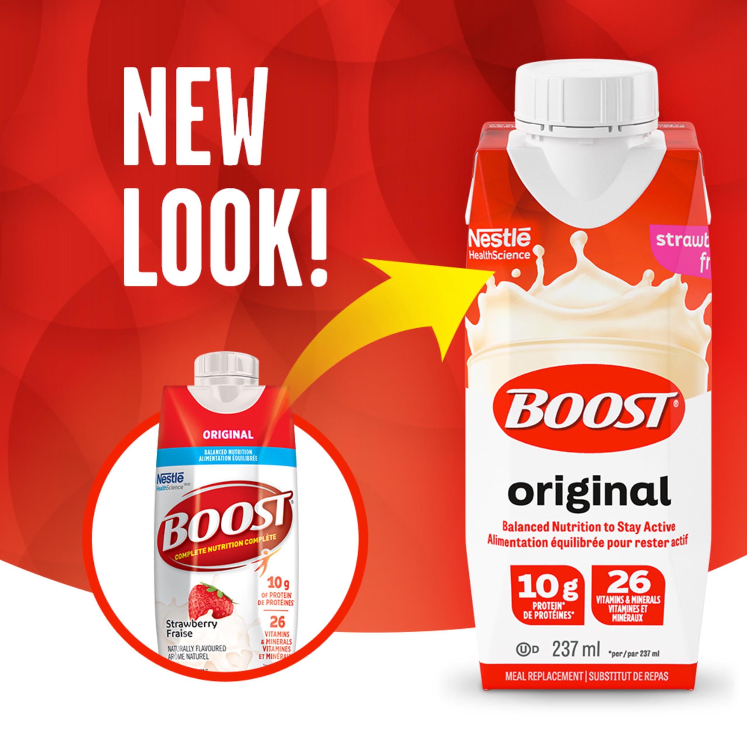 BOOST Original Meal Replacement Drink, Strawberry, 24 x 237 ml - PACKAGING MAY VARY 🍁 All In One Marketplace Canada