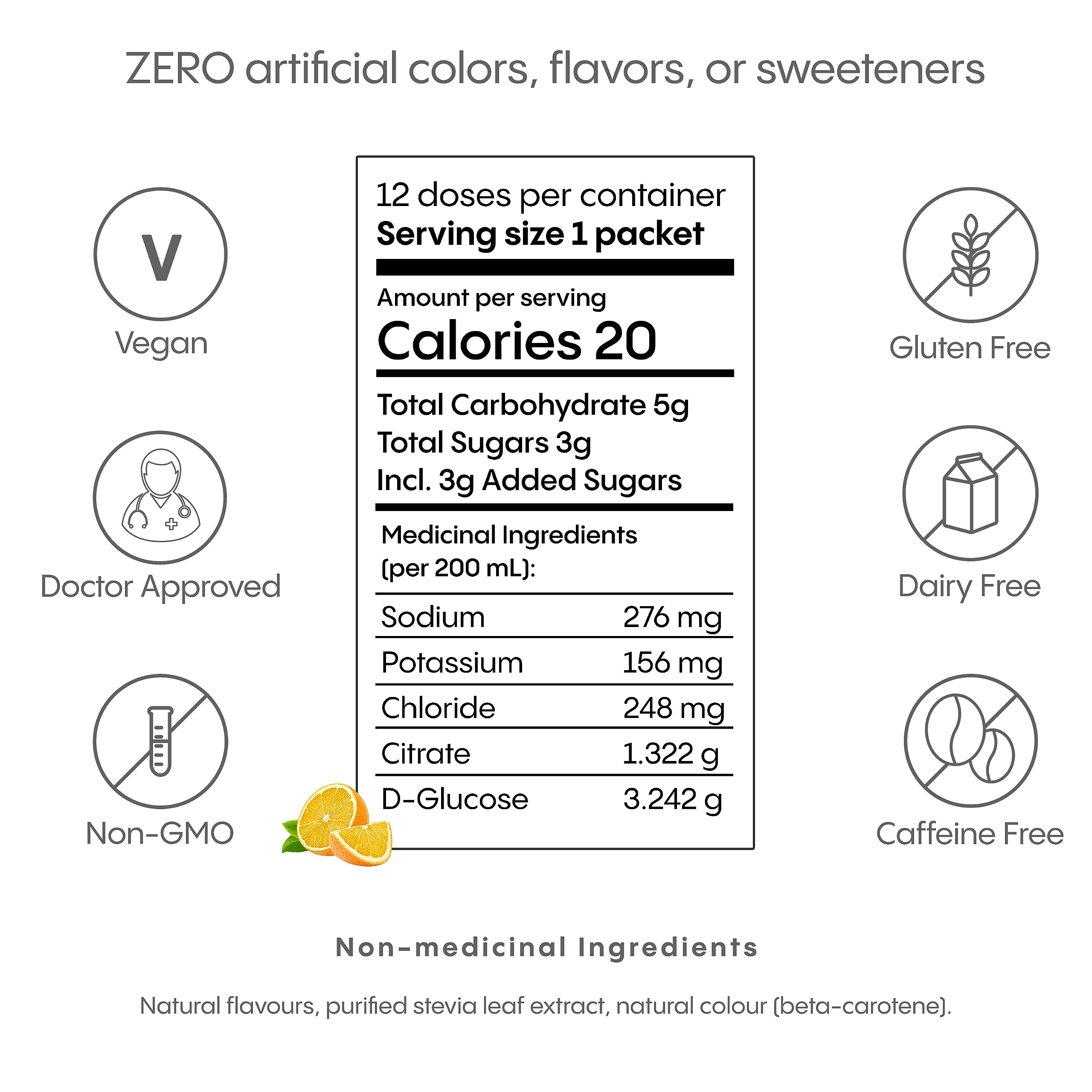 HydraLyte Electrolyte Powder, Low Sugar Electrolyte Packets Designed for Rapid Hydration, Safe Hydration for All Ages - Made with All Natural Ingredients, 36 Servings, Orange Flavour 🍁 All In One Marketplace Canada