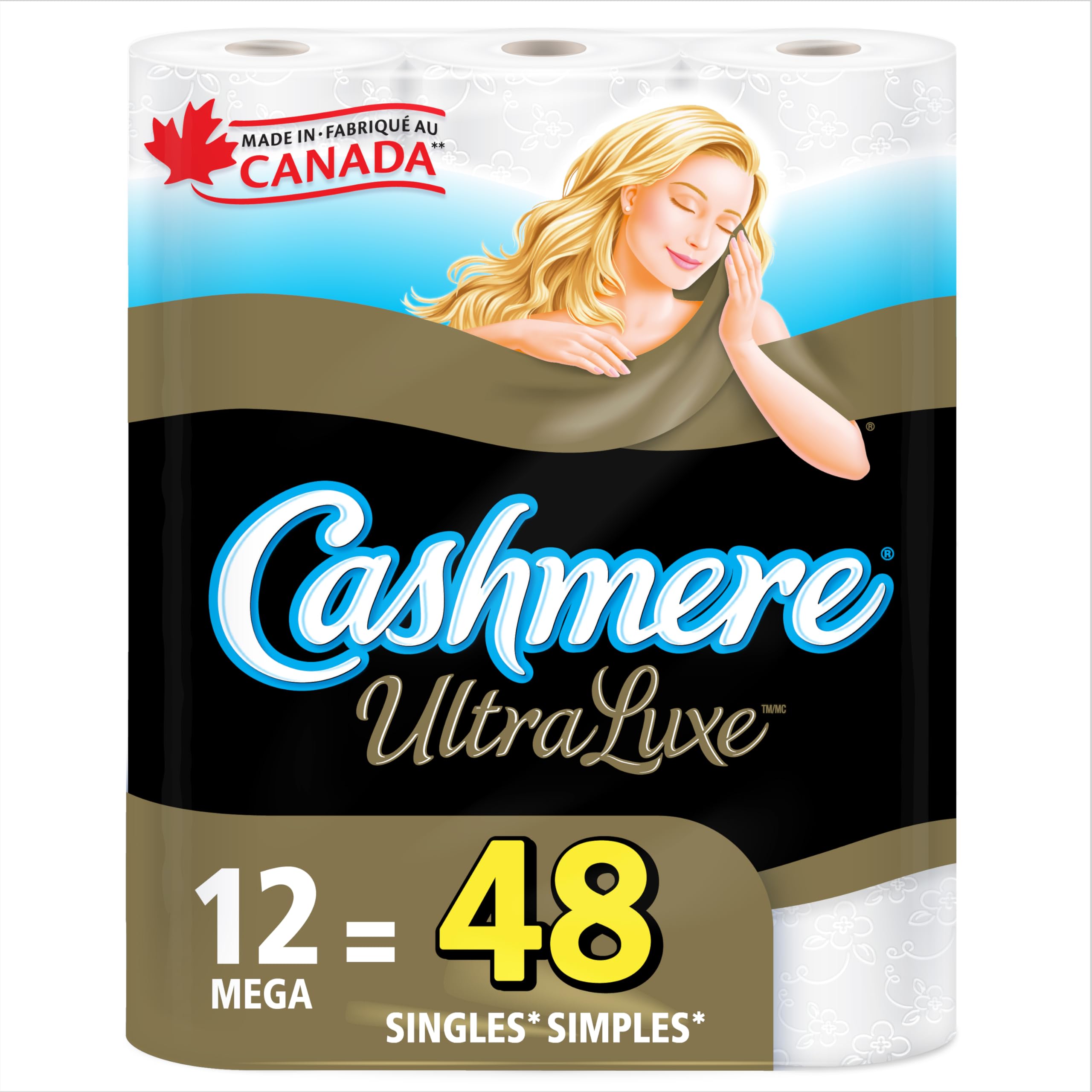 Cashmere UltraLuxe Toilet Paper, Luxuriously Soft, 12 Mega Rolls =48 Regular Rolls 🍁 All In One Marketplace Canada