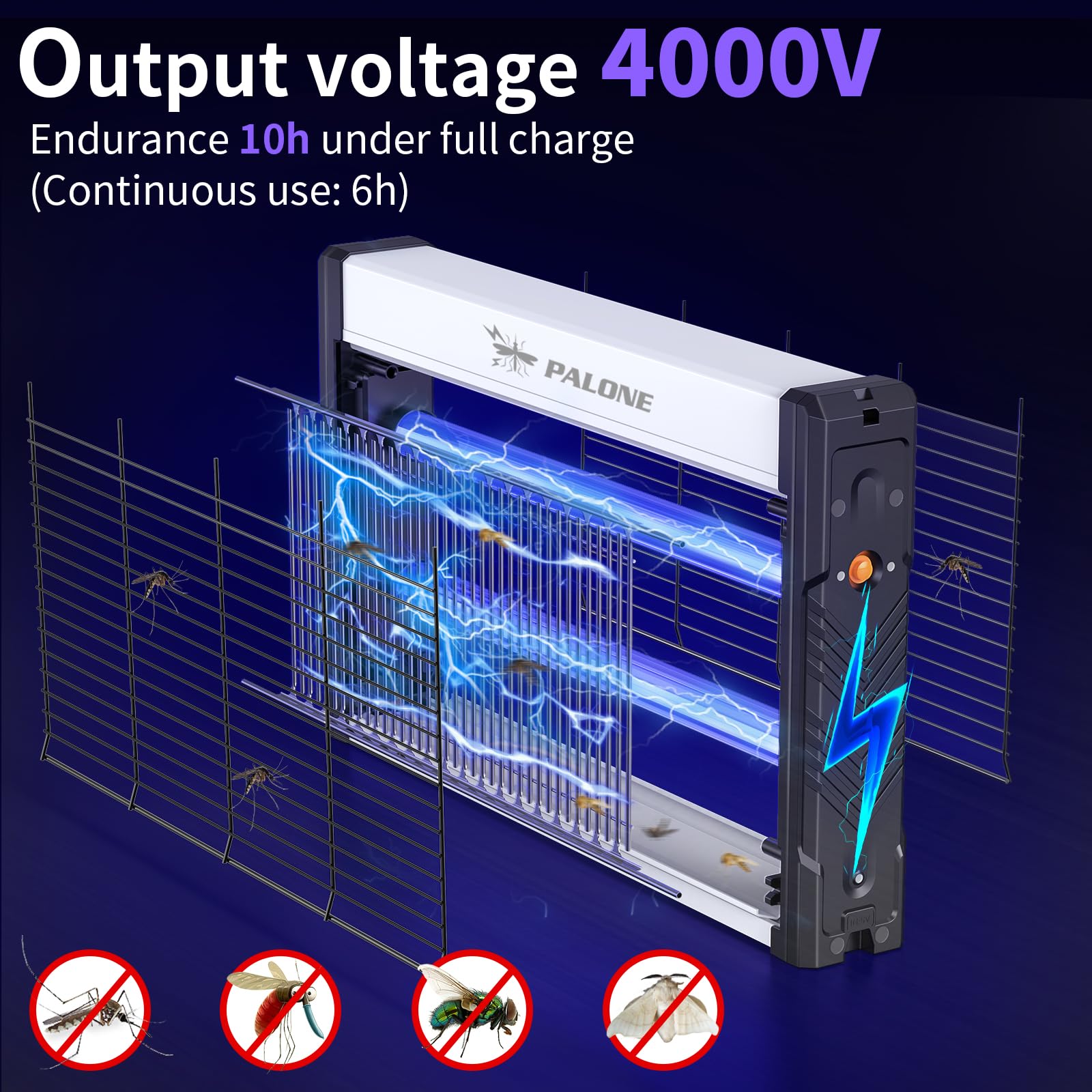 PALONE Solar Bug Zapper, 4000V Electric Bug Zapper with 8W Solar Panel, Rechargeable Bug Zapper with LED Light, Fly Zapper with Fireproof Waterproof, Indoor Outdoor Zapper for Kitchen,Camping,Patio 🍁 All In One Marketplace Canada