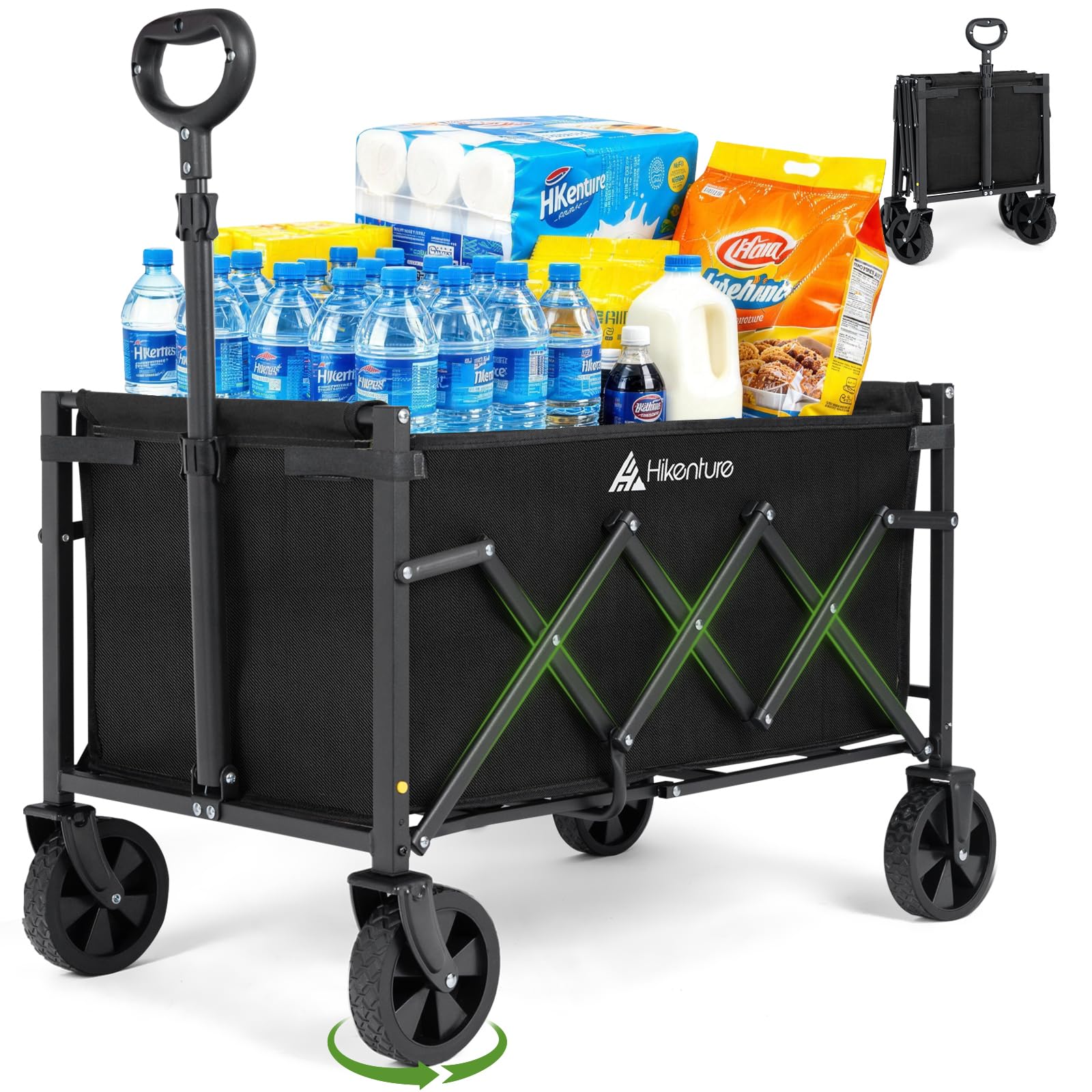Hikenture Wagon Cart Foldable, Ultra-Compact Small Utility Folding Wagon, Heavy Duty Grocery Cart with All-Terrain Wheels, Portable Collapsible Wagon for Garden, Beach, Shopping, Camping, Sports 🍁 All In One Marketplace Canada