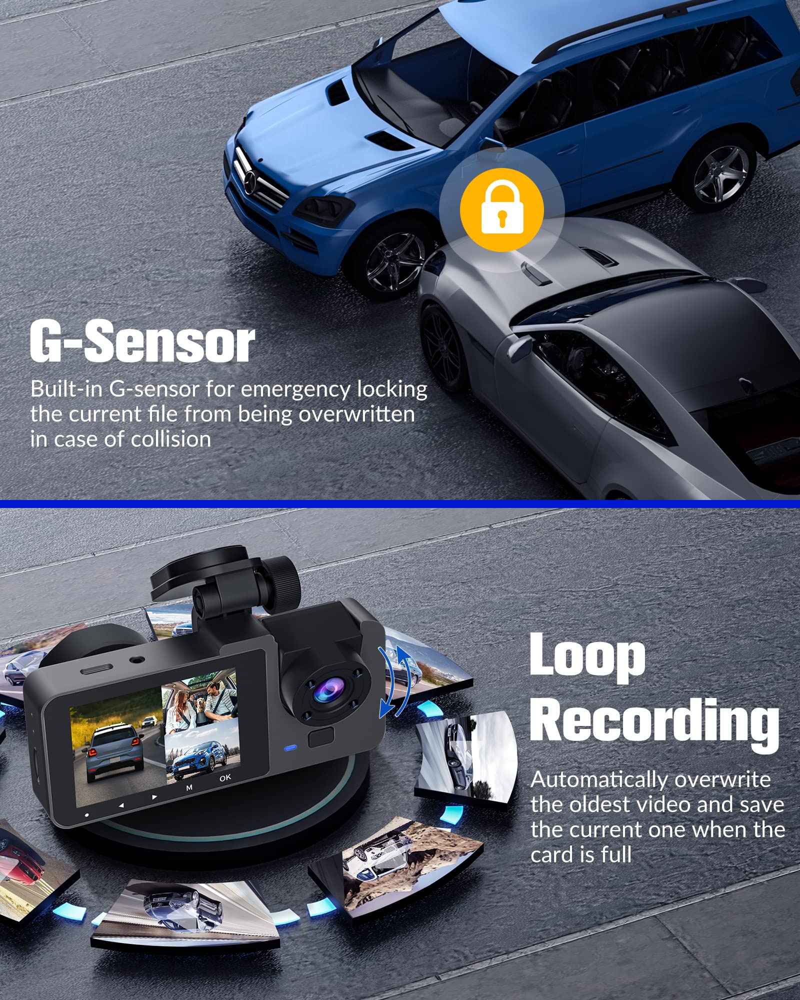 Dash Camera for Cars, 4K Dash Cam Front and Rear, Triple Car Camera with 32GB Card,Built-in IR Night Vision,2.0'' IPS Screen,170°Wide Angle,WDR,HDR,G-Sensor,24H Parking Mode, Loop Recording 🍁 All In One Marketplace Canada