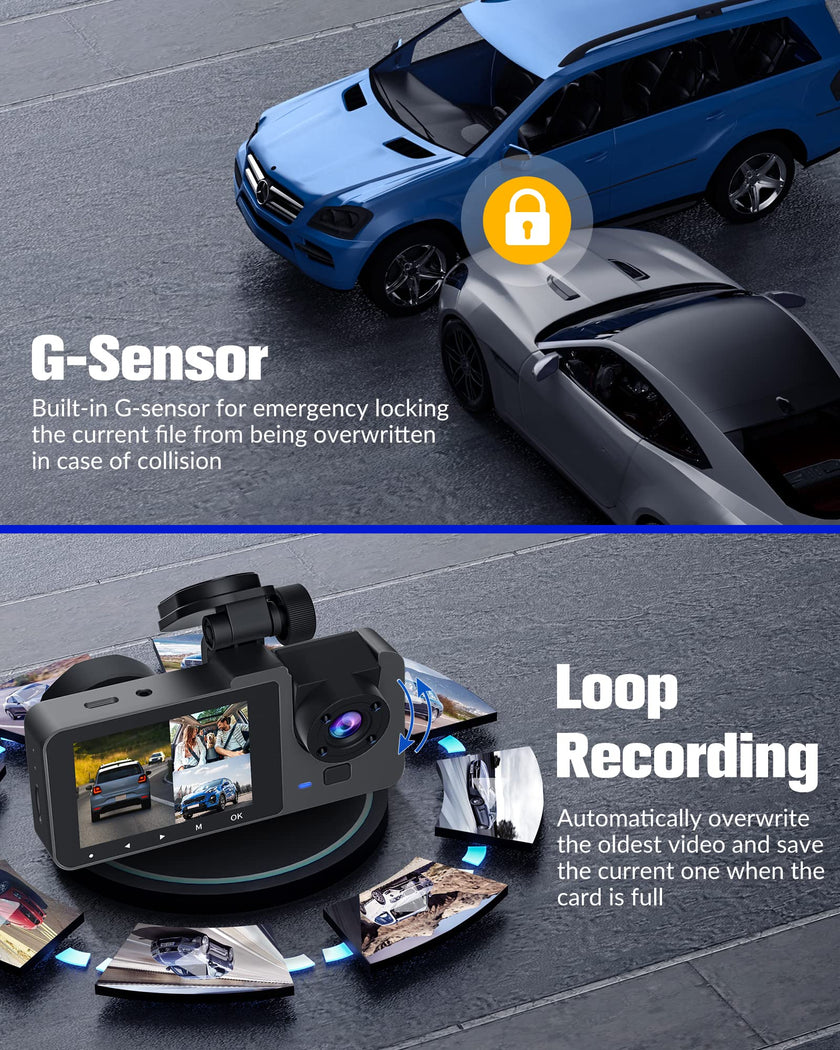 Dash Camera for Cars, 4K Dash Cam Front and Rear, Triple Car Camera with 32GB Card,Built-in IR Night Vision,2.0'' IPS Screen,170°Wide Angle,WDR,HDR,G-Sensor,24H Parking Mode, Loop Recording 🍁 All In One Marketplace Canada