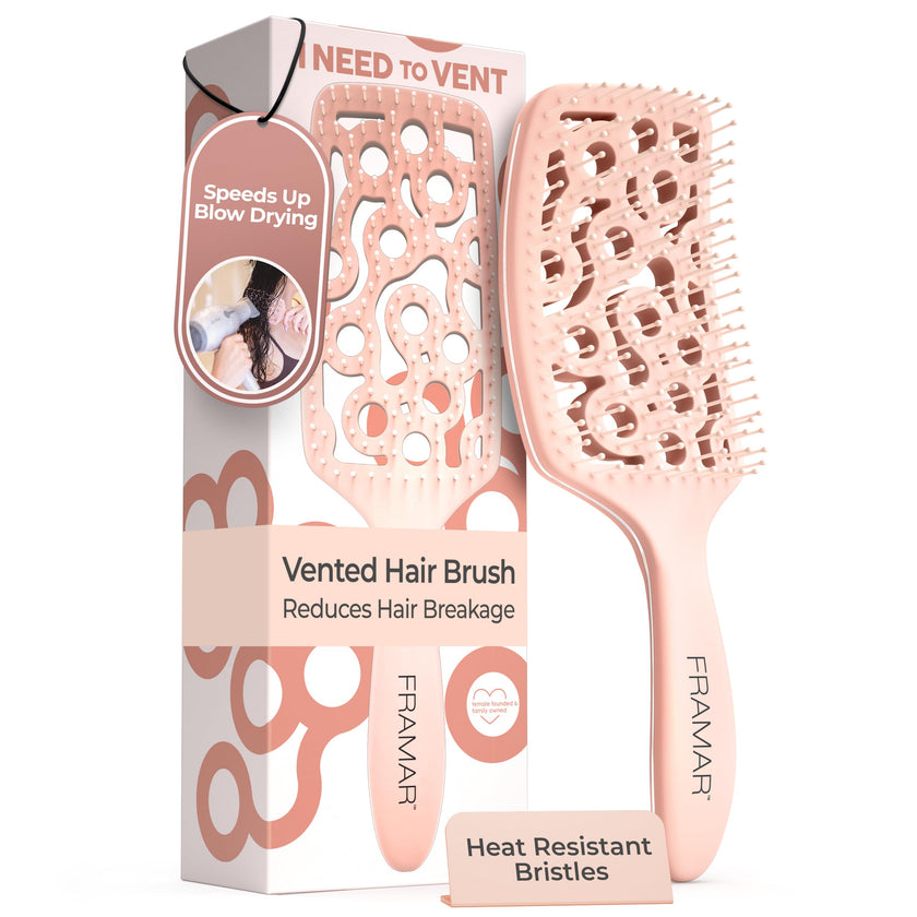 FRAMAR Professional Wet Hair Brush - Vented Hair Brush For Women, Curved Hair Detangler, Brosse a Cheveux, Curly Hair Brush Hair Dryer, Detangling Hair Brush (Champagne) 🍁 All In One Marketplace Canada