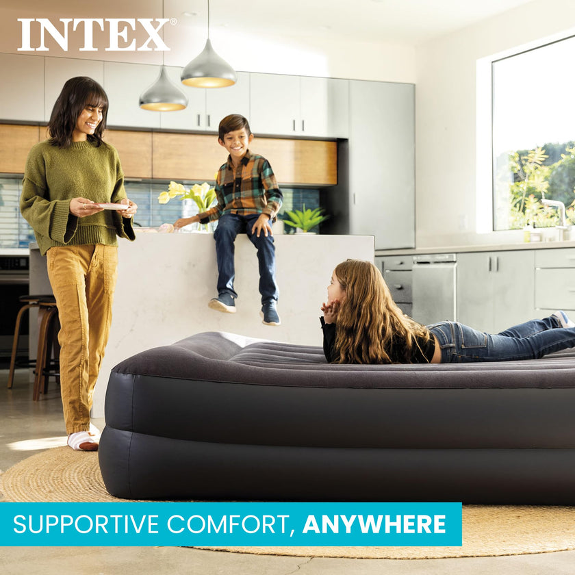 INTEX 64121ED Dura-Beam Plus Pillow Rest Air Mattress: Fiber-Tech – Twin Size – Built-in Electric Pump – 16.5in Bed Height – 300lb Weight Capacity 🍁 All In One Marketplace Canada