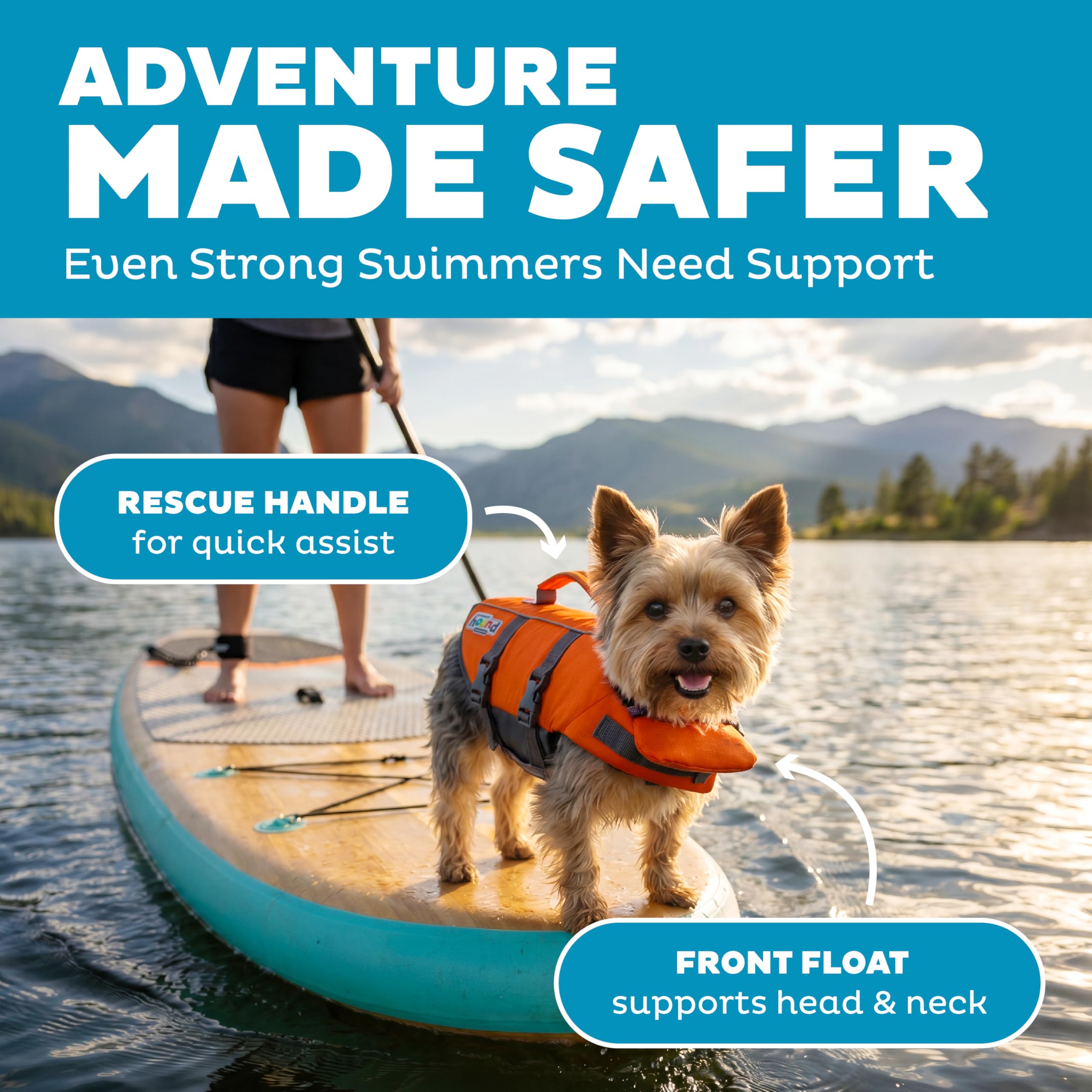 Outward Hound Granby Splash Dog Life Jacket with Handle, Reflective Floating Vest for Swimming & Boating, Maximum Buoyancy, All Skill Levels, Extra-Small Dogs & Puppies (11–15