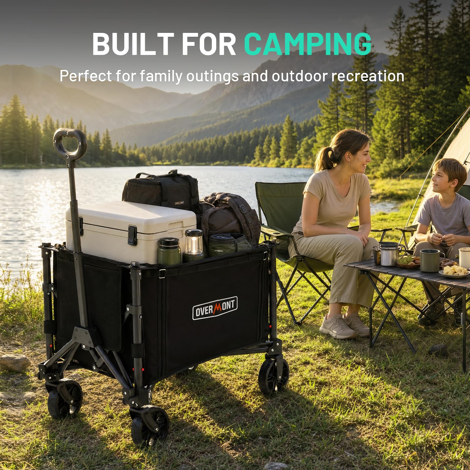 Overmont 3-in-1 Collapsible Wagon Cart, Ultra-Compact Foldable Wagon for SUV Trunk & Apartment Storage, Lightweight 120L Utility Cart with Dual Side Opening for Grocery, Camping & Sports 🍁 All In One Marketplace Canada