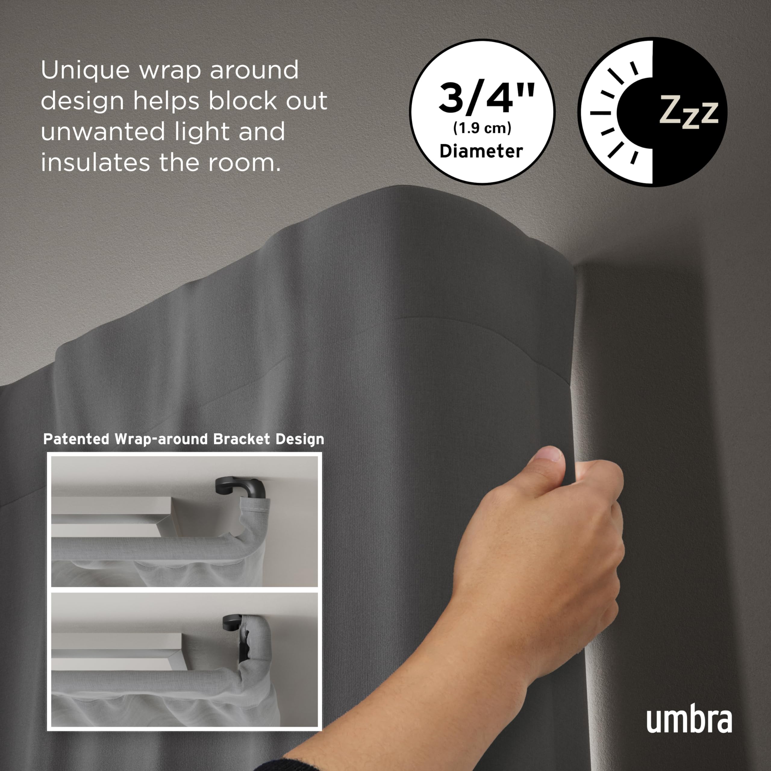Umbra Twilight Curtain Rod Set – Wrap Around Design Ideal for Blackout or Room Darkening Panels, 30 to 84 Inches, Black 🍁 All In One Marketplace Canada