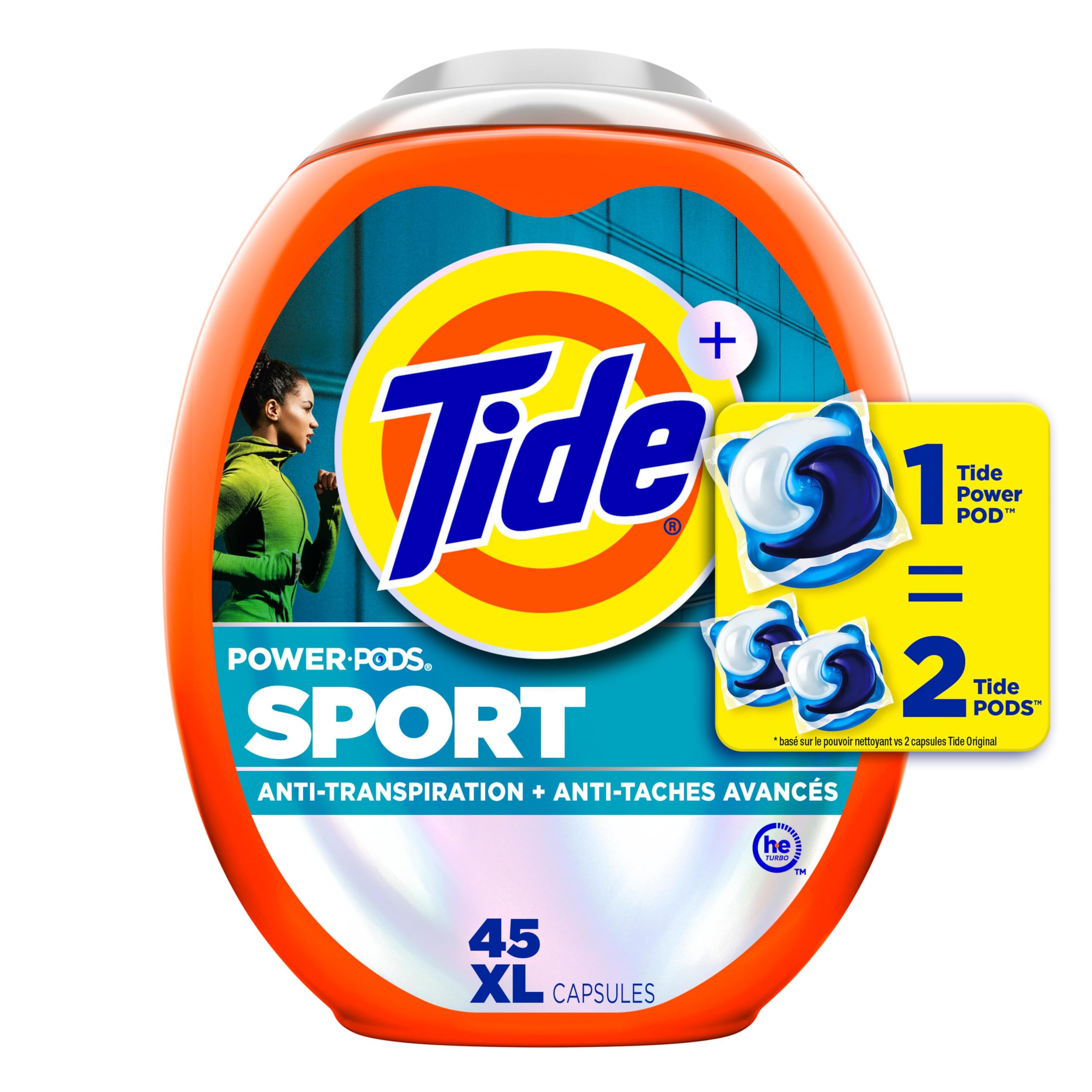Tide Power Pods Laundry Detergent Pacs with Febreze Sport, Febreze Freshness with Sport Odor Defense, 2.06 kg, 45 Count 🍁 All In One Marketplace Canada