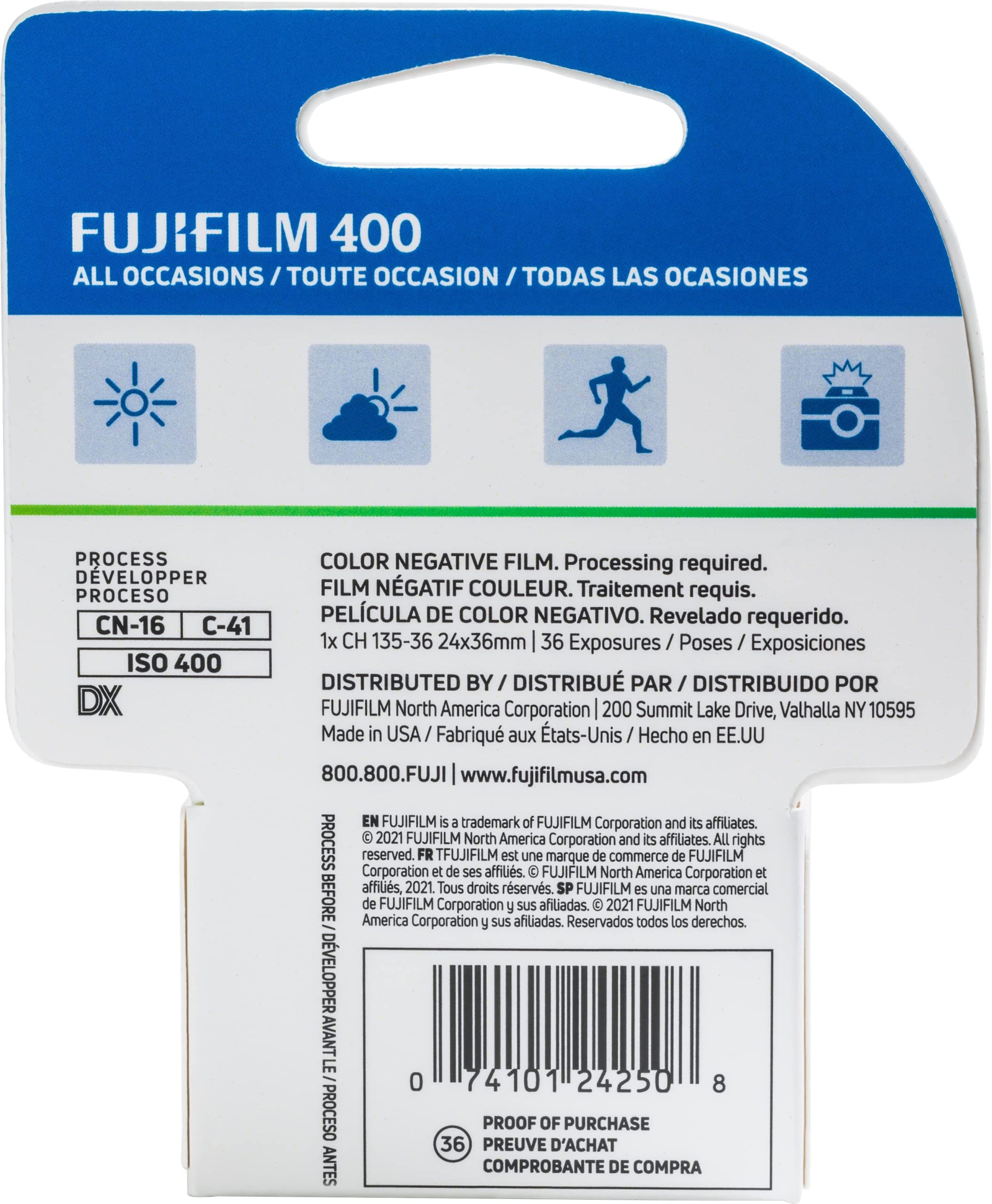 FUJIFILM 600022184 ISO 400 36EX1CD 36-Exposure Color Negative Film for 35mm Cameras (Single Roll) 🍁 All In One Marketplace Canada