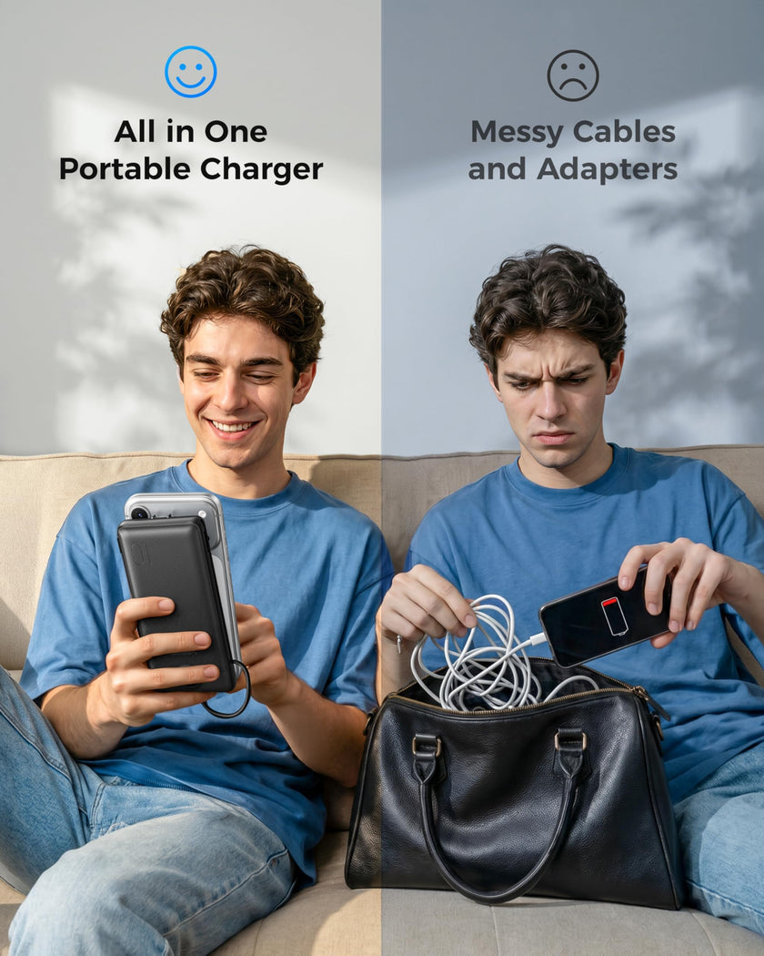 VEGER Portable Charger for iPhone Built in Cables and Wall Plug, 10000mah Slim Fast Charging USB C Power Bank, Travel Essential Battery Pack Compatible with iPhones, iPad, Samsung More Devices(Black) 🍁 All In One Marketplace Canada